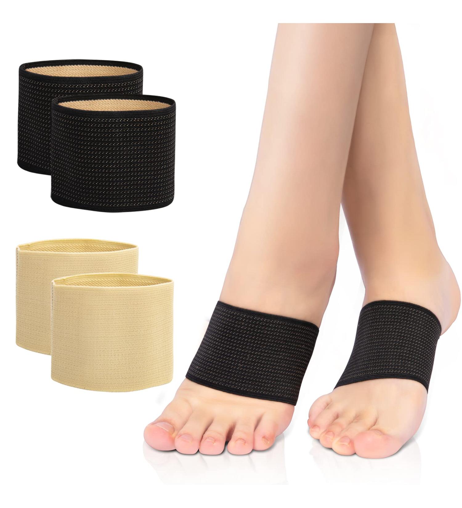 Arch support Sleeves Plantar Fasciitis Brace Compression Bands (2 Pairs) For Fallen Arches Flat Feet Bone Spurs High Arches Flat Arches Foot Pain Relief Copper Infused Wrap Straps For Women Men Medium Size - Buy Online on SooperMarket.com