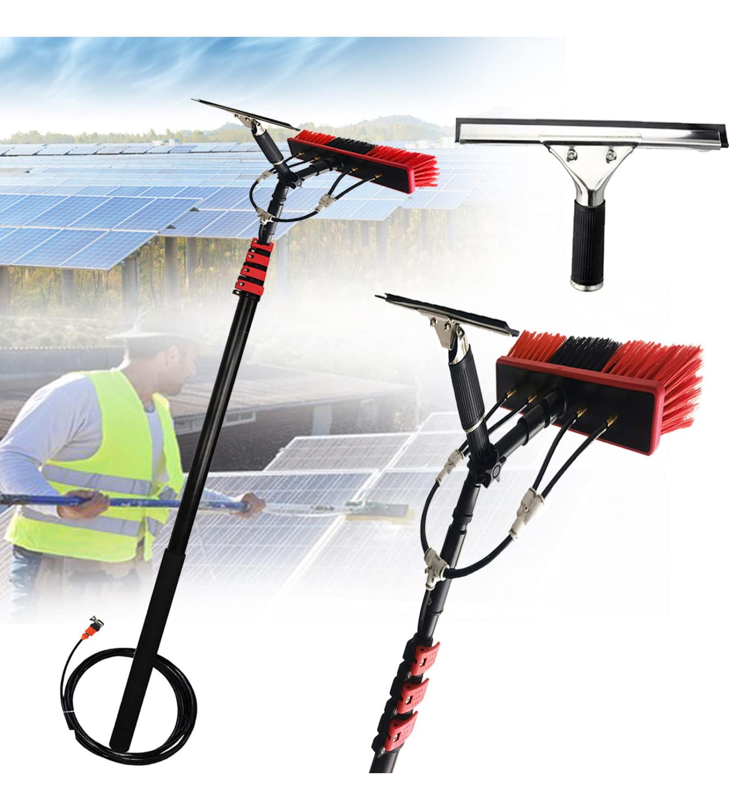 Window Cleaning Pole Water Fed Telescopic Brush Extendable Cleaner Conservatory Roof Angle Adjustable Band Scraper Window Cleaning Photovoltaic Panel Cleaning Brushing 5.4M/18FT 35cm Brush Head 8M/27FT - Buy Online on SooperMarket.com