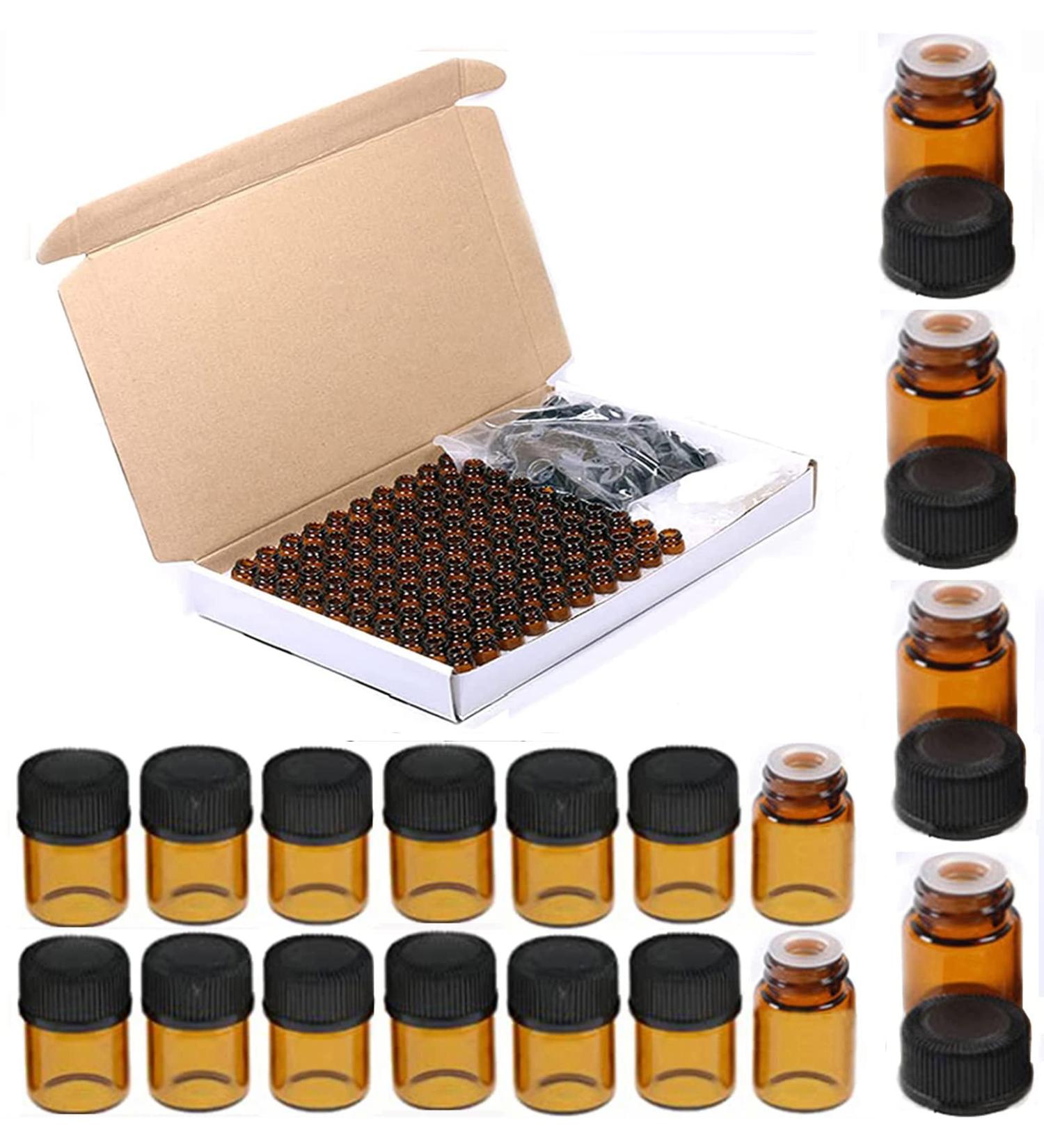 100Pcs 1ml Amber Mini Essential Oil Sample Bottles - Perfect for Oils, Perfumes & Chemicals - Buy Online on SooperMarket.com