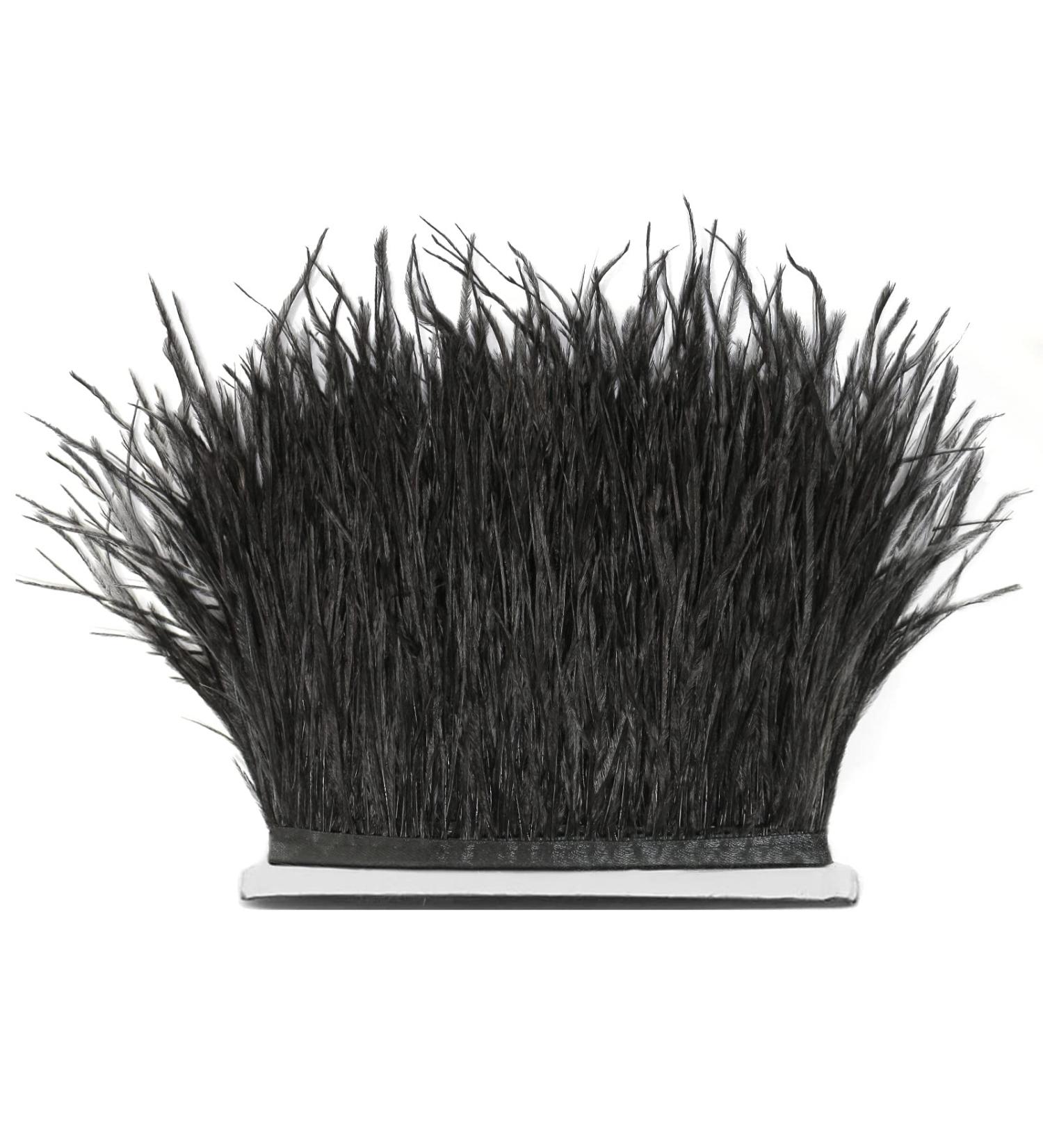 FQTANJU 2 Yards Black Ostrich Feather Fringe Trim Ribbon for Sewing, Crafts, and Clothing DIY - Buy Online on SooperMarket.com