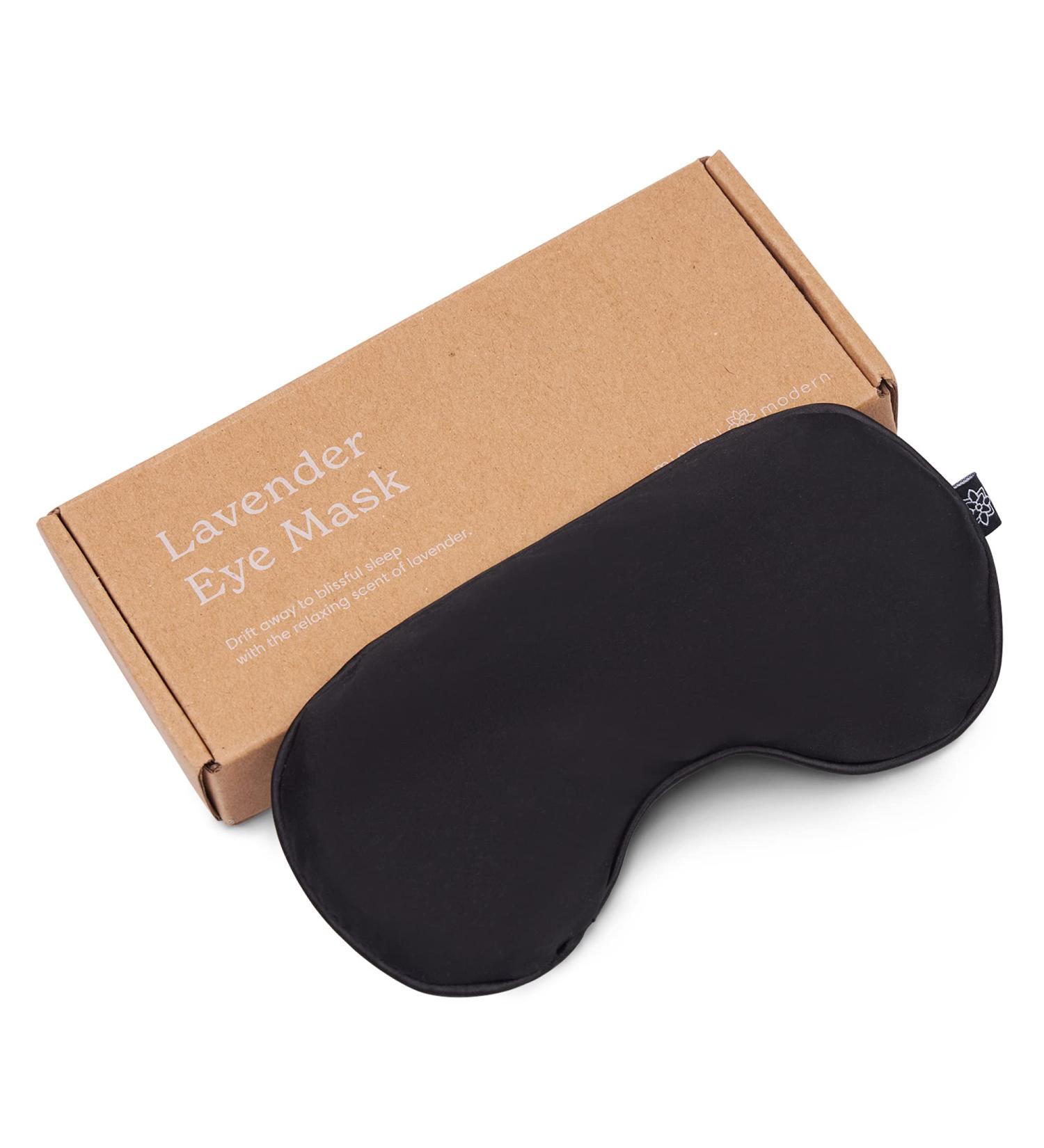 Mindful & Modern Lavender Eye Mask for Meditation, Yoga & Sleep | Weighted for Deep Relaxation | Soft Black Satin Cover with Flax Seed Fill - Buy Online on SooperMarket.com