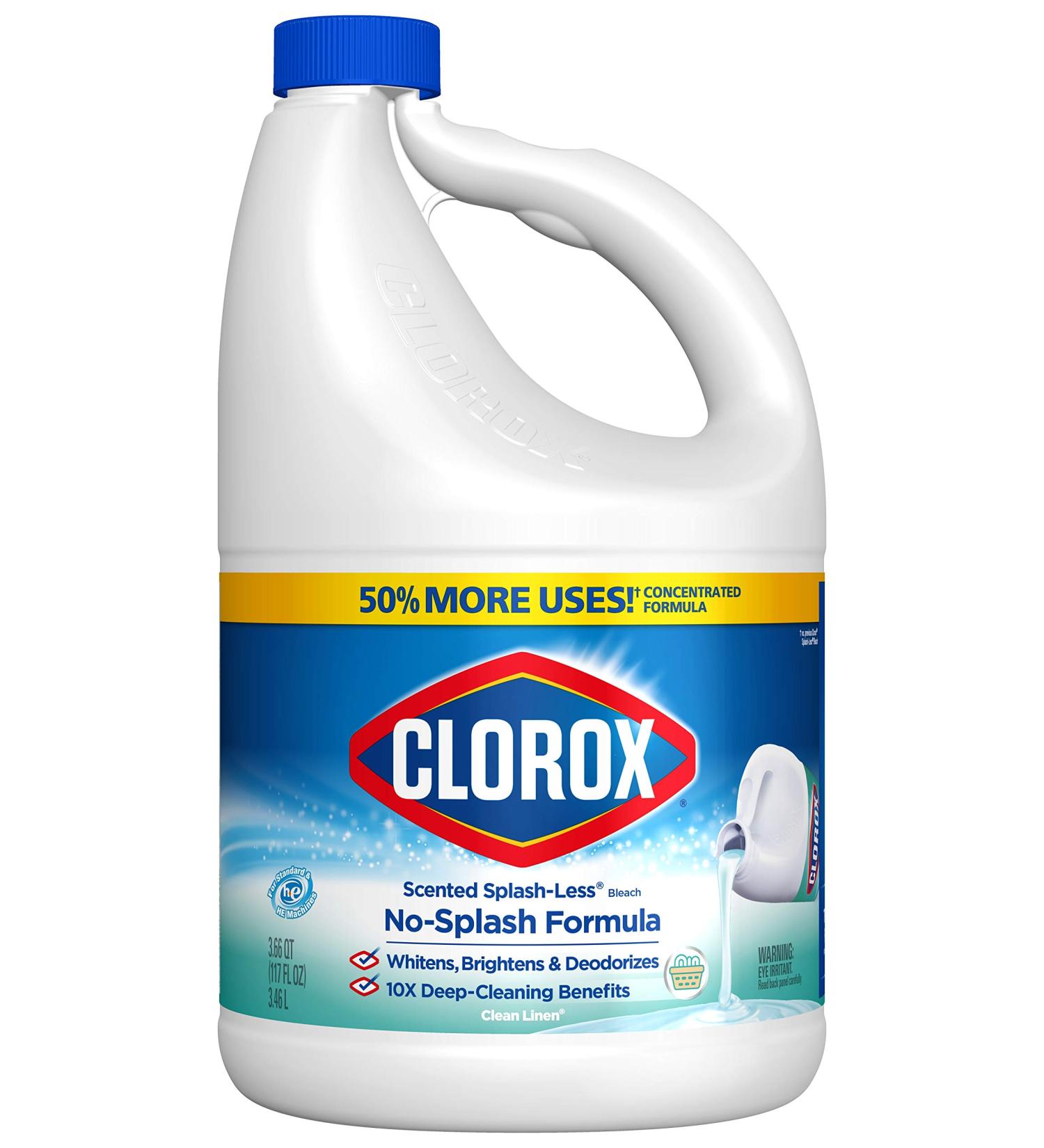 Clorox Splash-Less Clean Linen Bleach Liquid 117 fl oz | Concentrated Formula - Buy Online on SooperMarket.com