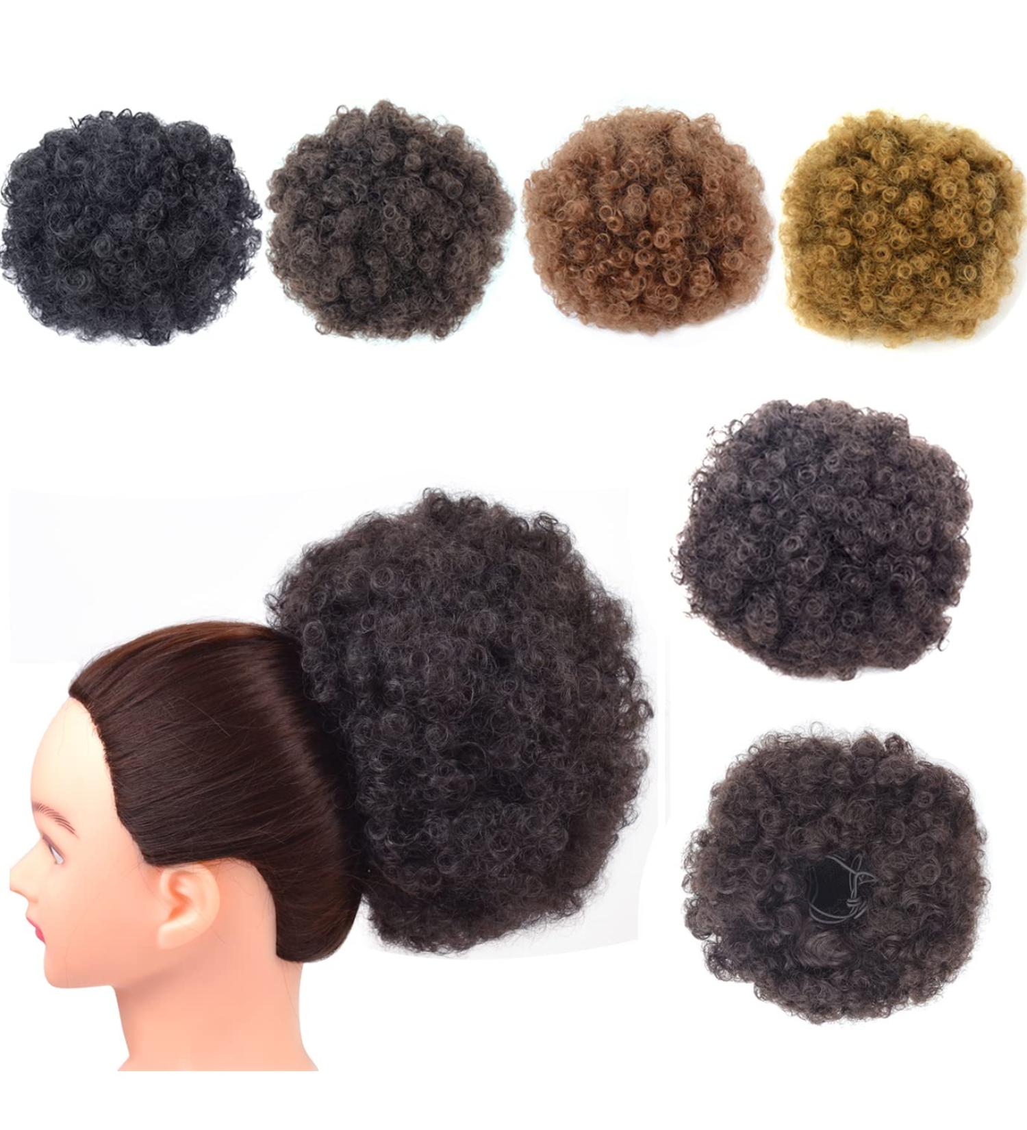 Short Kinky Curly Afro Puff Drawstring Ponytail Extension | Clip-in Synthetic Hairpiece for Women - Large 2 - Buy Online on SooperMarket.com