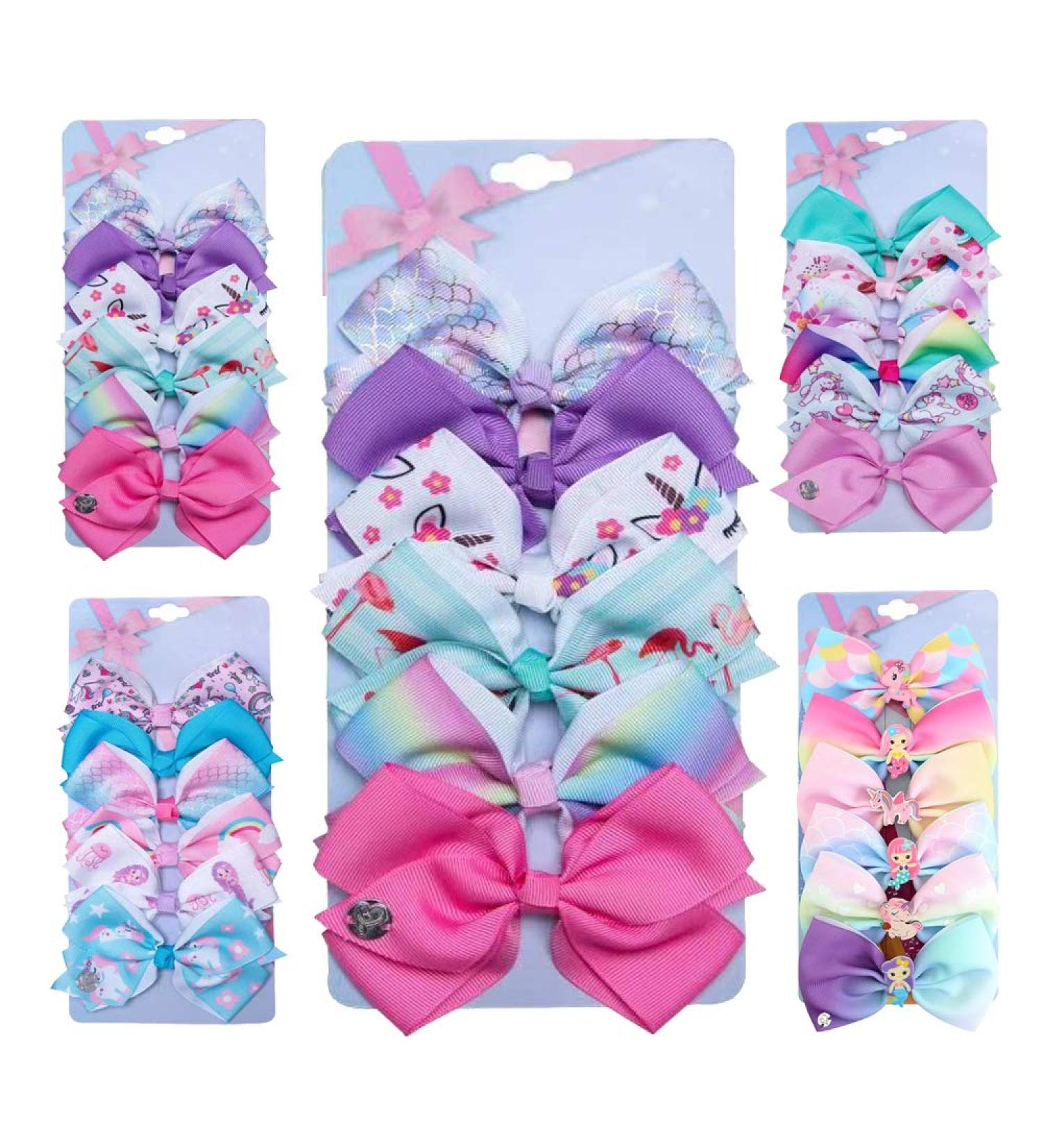 6-Piece Set: 5-Inch Colorful Mermaid Unicorn Rainbow Fish Hair Loops Clips for Toddler Girls - Buy Online on SooperMarket.com