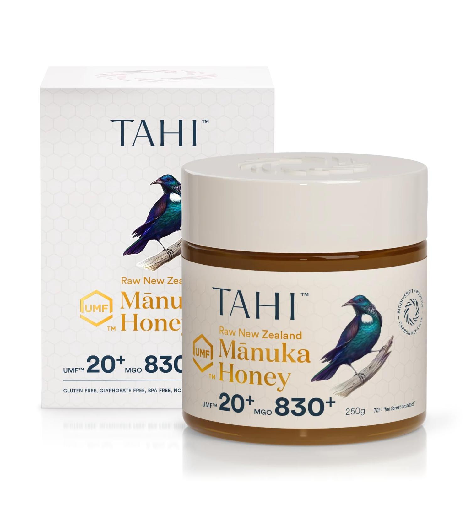 Tahi Raw Manuka Honey New Zealand UMF 20+ Certified (MGO 830+) - 100% Sustainable Monofloral and Natural Honey - Non-GMO Glyphosate-Free and Gluten-Free - New Zealand Manuka Pure Honey - 250gr. - Buy Online on SooperMarket.com