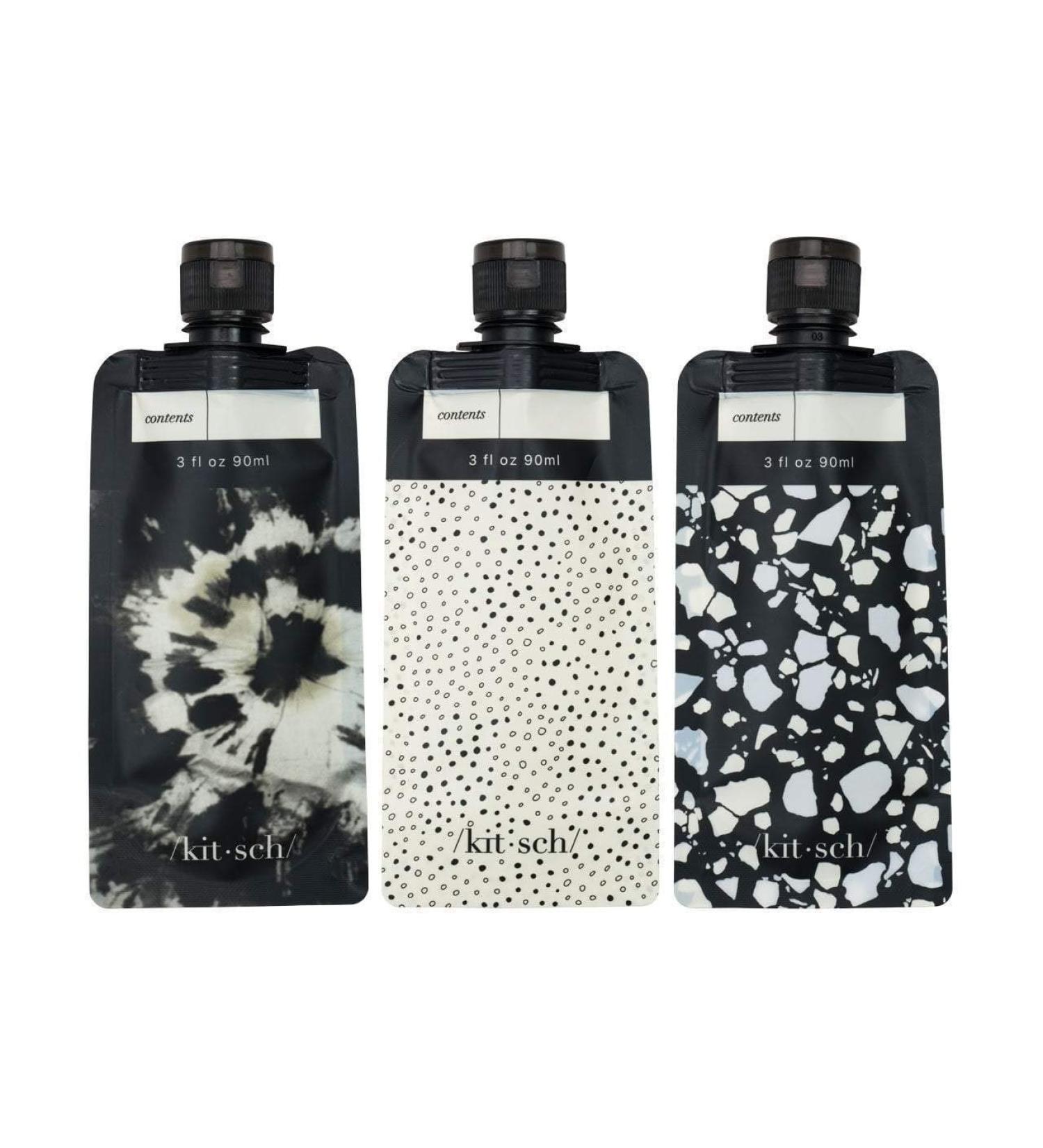 Kitsch Refillable Travel Bottles Set | Leak-Proof & TSA-Approved Toiletry Containers | 3oz Reusable Shampoo Bottles | Black & Ivory (3-Pack) - Buy Online on SooperMarket.com