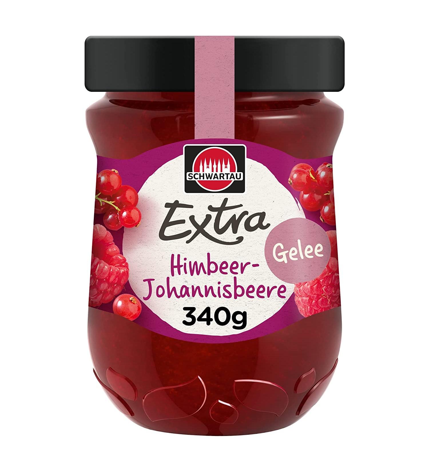 Schwartau Extra Jam Raspberry-Currant 340g | Premium German Fruit Spread - Shop Internationally - Buy Online on SooperMarket.com