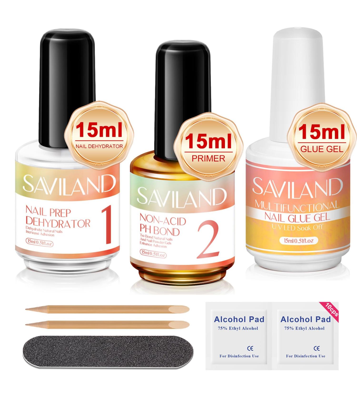 SAVILAND Nail Dehydrator & Primer | 6-in-1 Super Strong Nail Glue | 15ml Gel Prep for Gel Polish & Press Ons - Achieve Perfect DIY Nail Art - Buy Online on SooperMarket.com