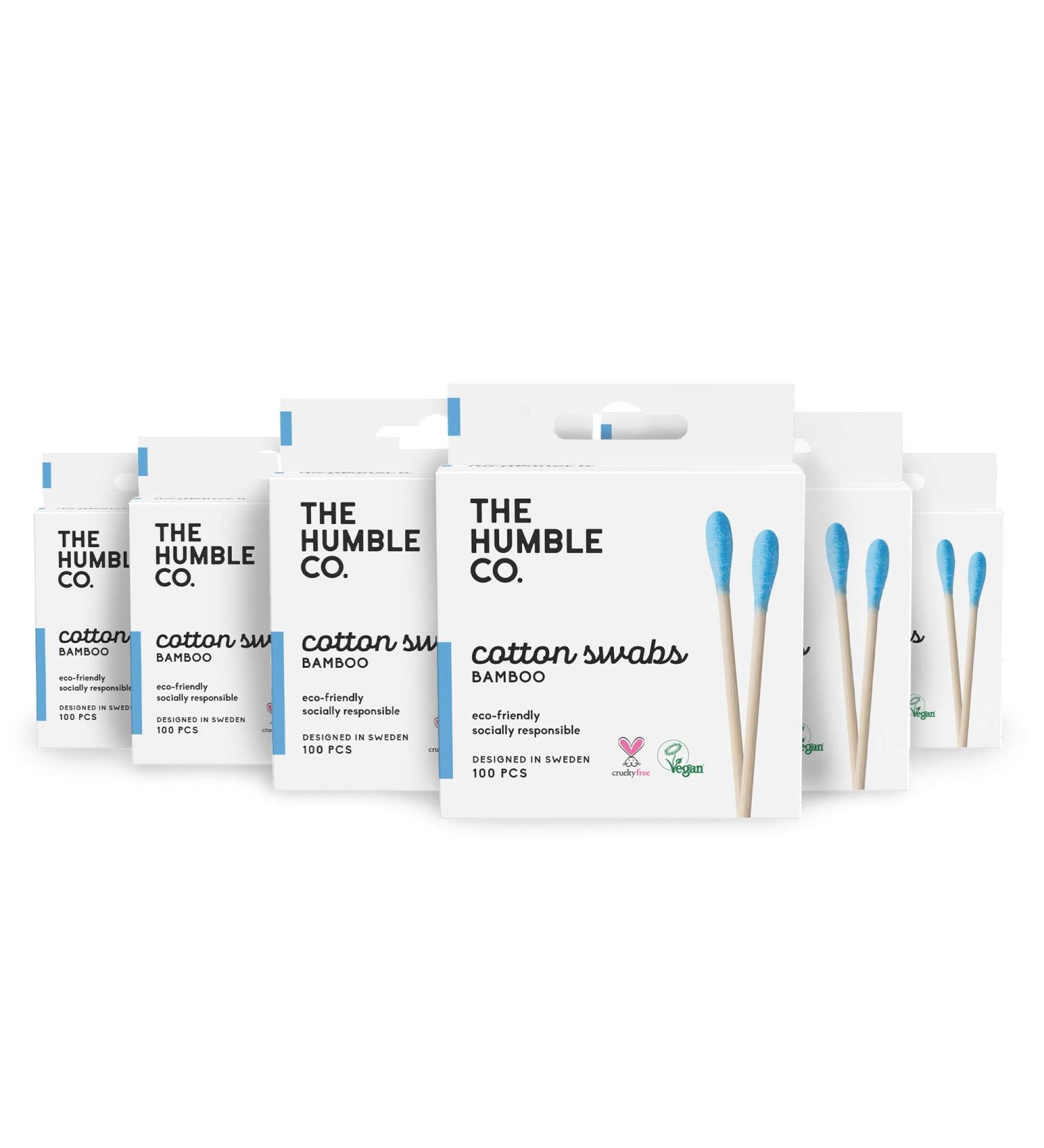 Humble Natural Bamboo Cotton Buds - Eco-Friendly Blue - Pack of 6 (600 pcs) | International Shipping Available - Buy Online on SooperMarket.com
