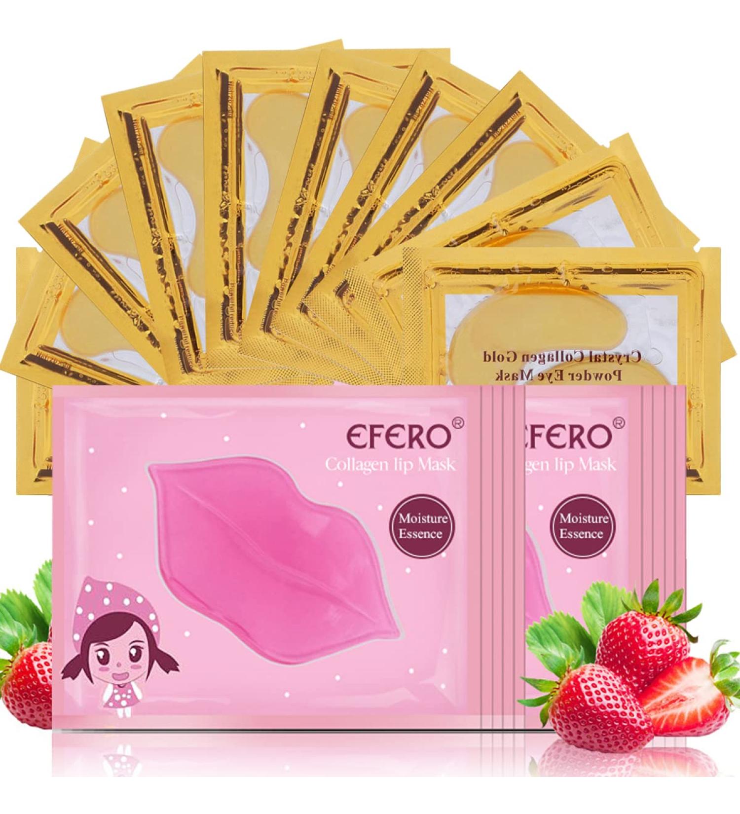 Eakroo 20 Pairs 24K Gold Collagen Lip & Eye Mask Set for Nourished Skin - Anti-Aging Eye Patches for Fine Lines, Dark Circles & Moisturizing - Buy Online on SooperMarket.com
