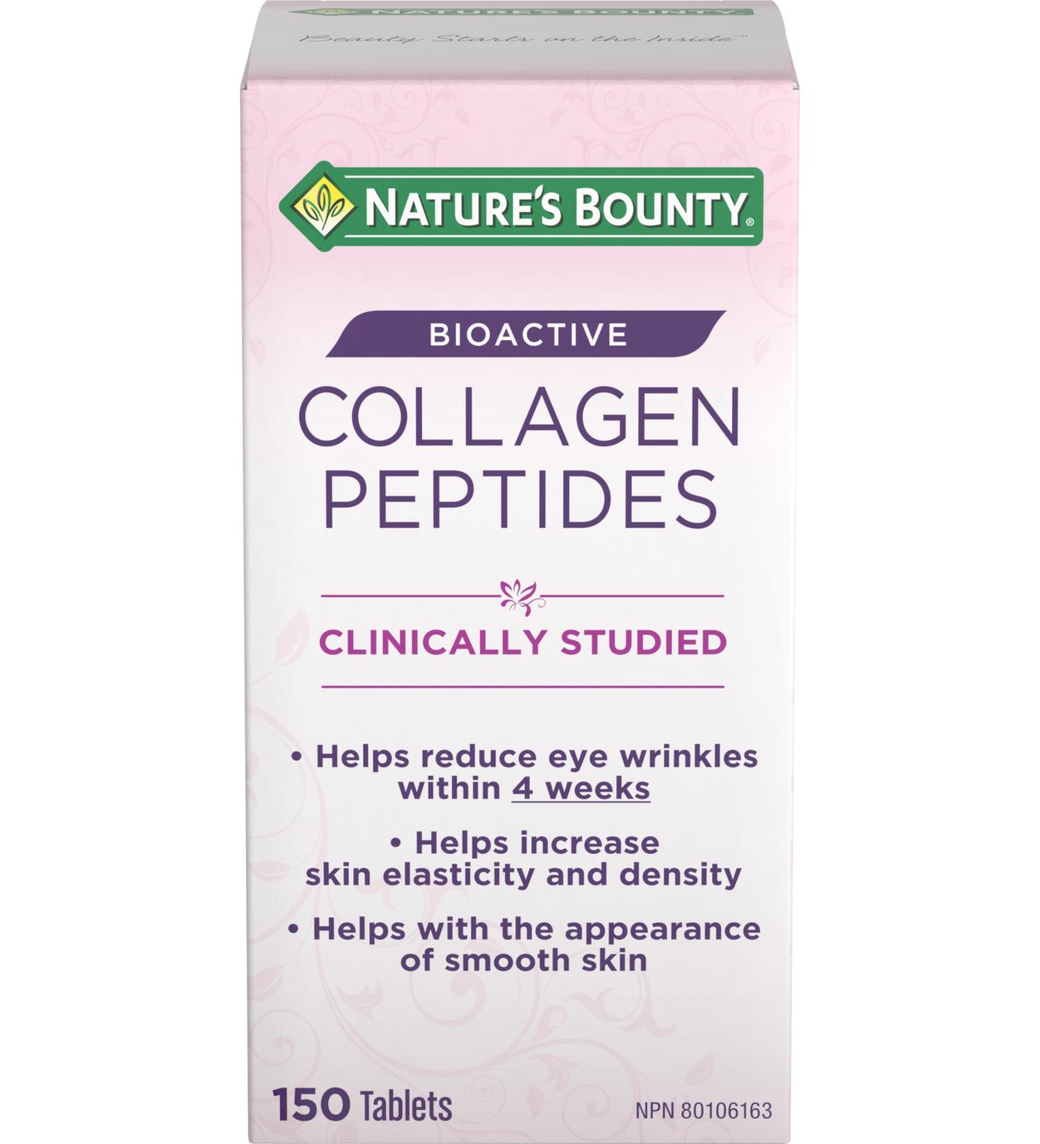 Nature's Bounty Bioactive Collagen 2500mg Peptides Helps Reduce Wrinkles Clinically Studied 150 Count - Buy Online on SooperMarket.com
