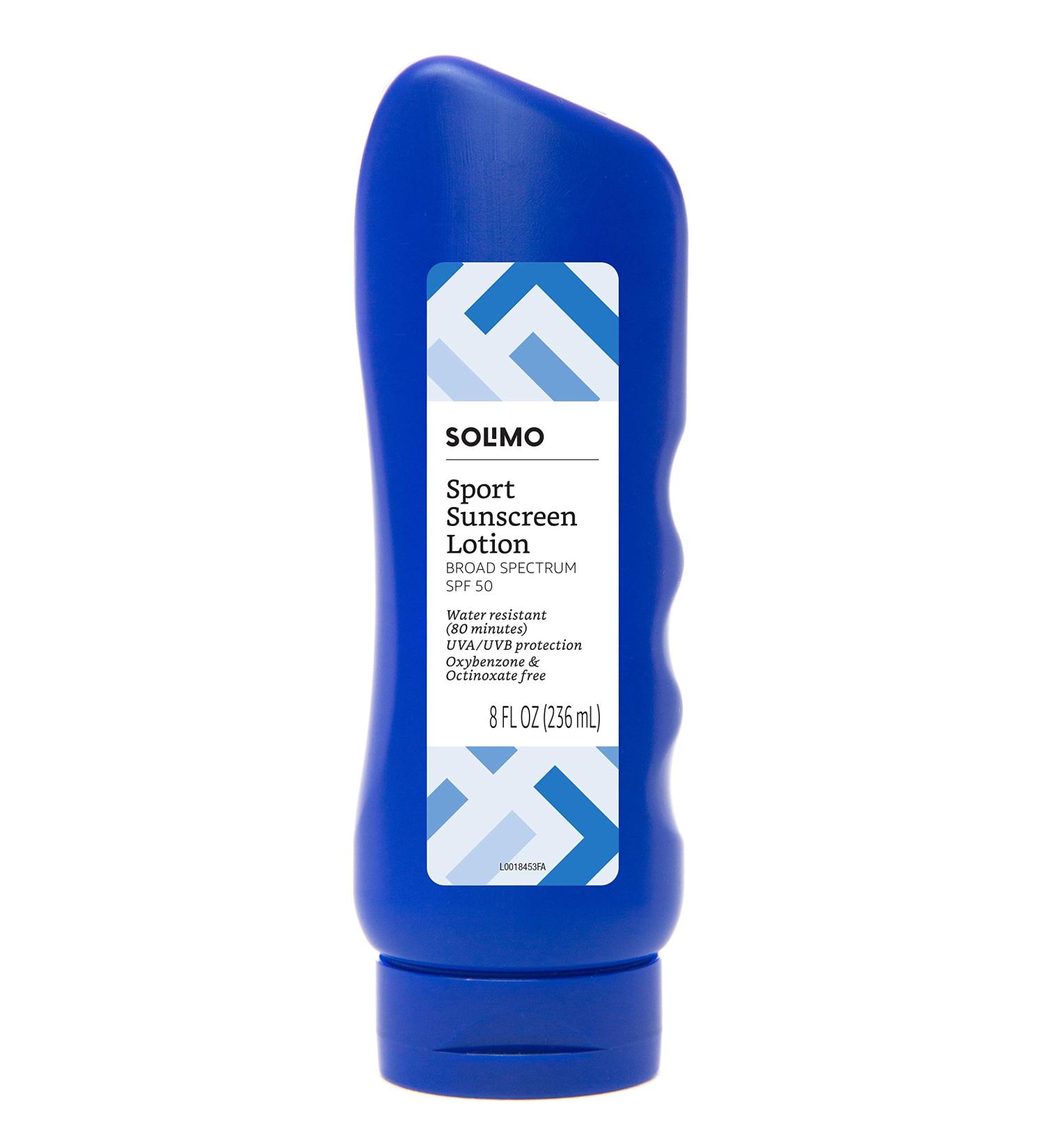Solimo Sport Sunscreen Lotion SPF 50, 8 Fl Oz - Reef Friendly, Broad Spectrum UVA/UVB Protection - Octinoxate & Oxybenzone Free - Buy Online on SooperMarket.com