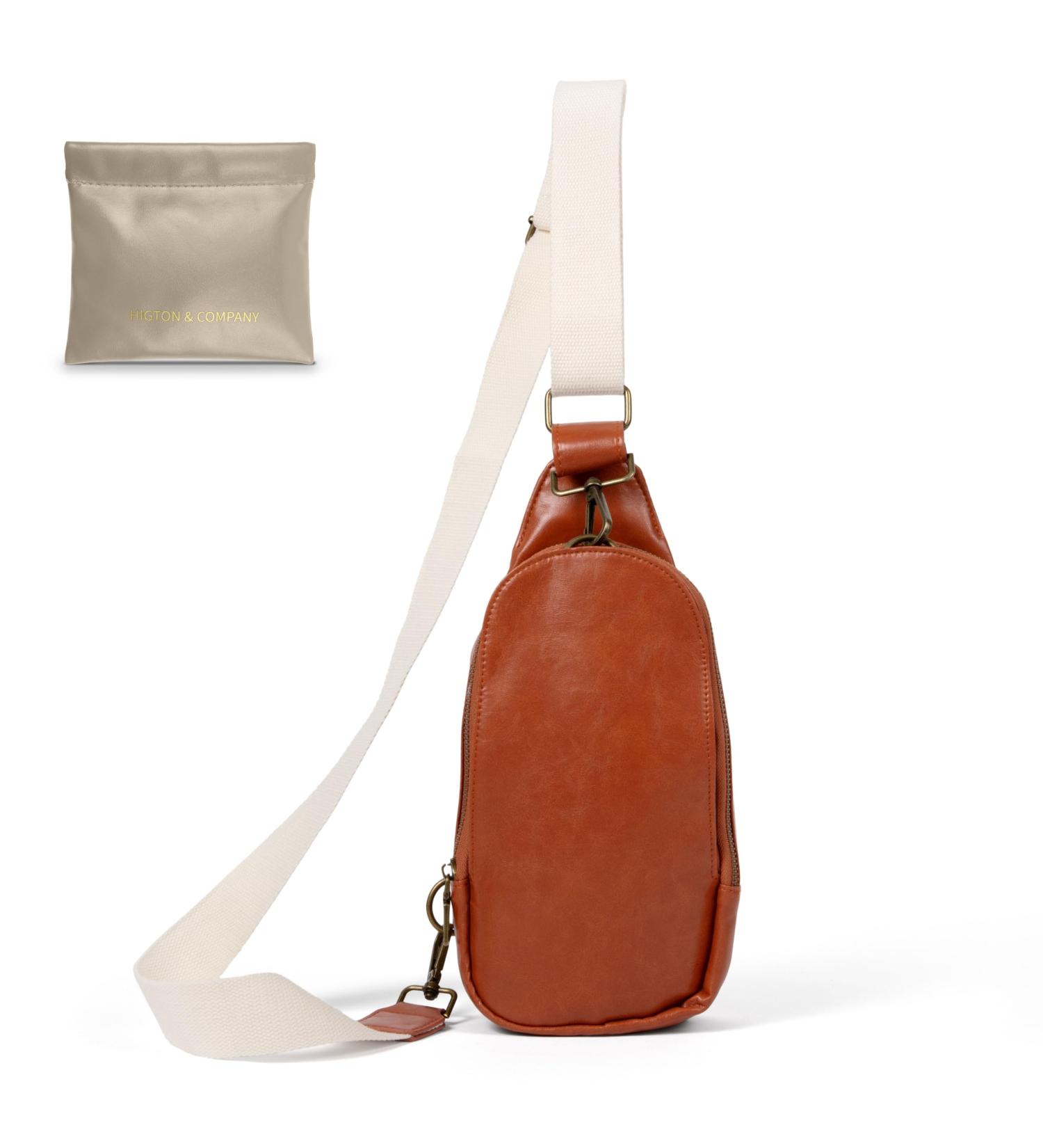 Higton Original Crossbody Diaper Bag - Small Compact & Organized - Ivory Strap - Auburn - Ideal for International Shipping - Buy Online on SooperMarket.com