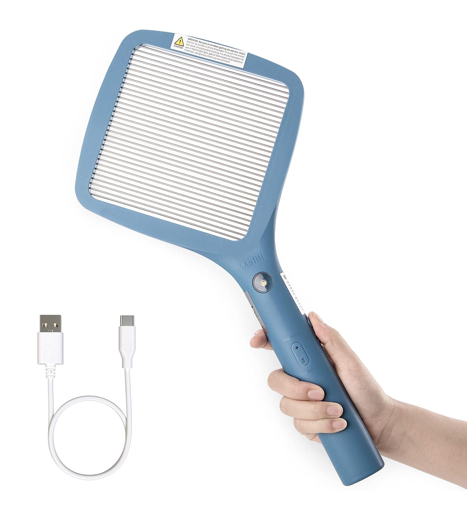 Mafiti Electric Fly Swatter - Rechargeable Bug Zapper Racket in Blue | Indoor Outdoor Fly Killer & Mosquito Zapper for Camping - Buy Online on SooperMarket.com