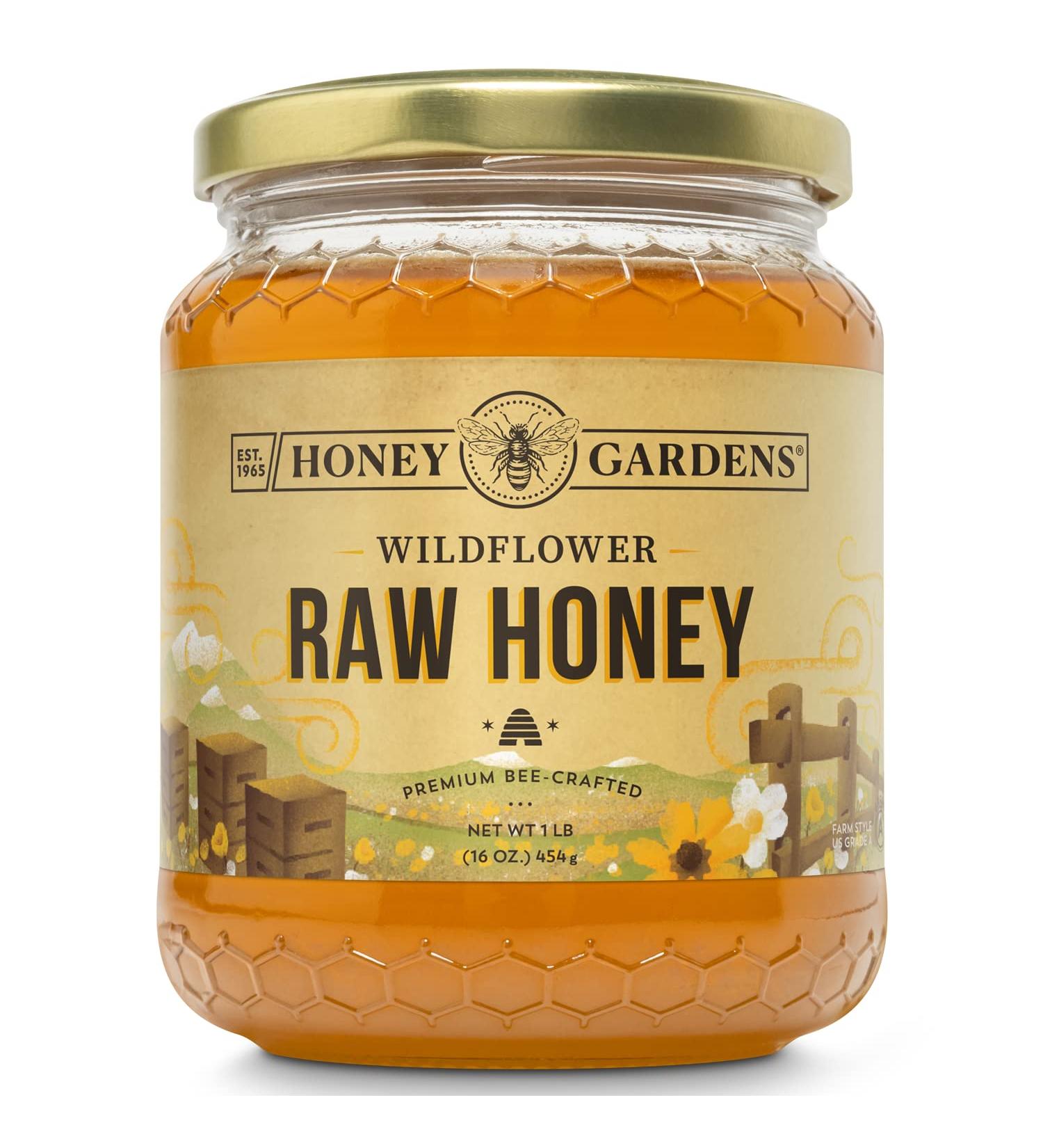 Raw Honey Gardens Honey | Pure Unflavored US Grade A | 1 lb Unpasteurized & Unfiltered - Buy Online on SooperMarket.com
