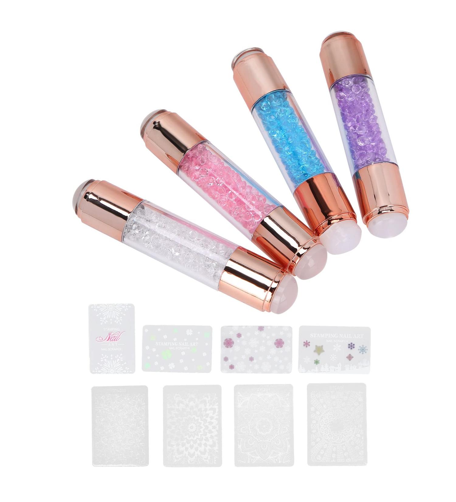 4-Piece Nail Stamper Set with Silicone Stamp Pens for Manicure Art - Double Ended Design with Nail Seal Plate for Home and Salon Use - Buy Online on SooperMarket.com