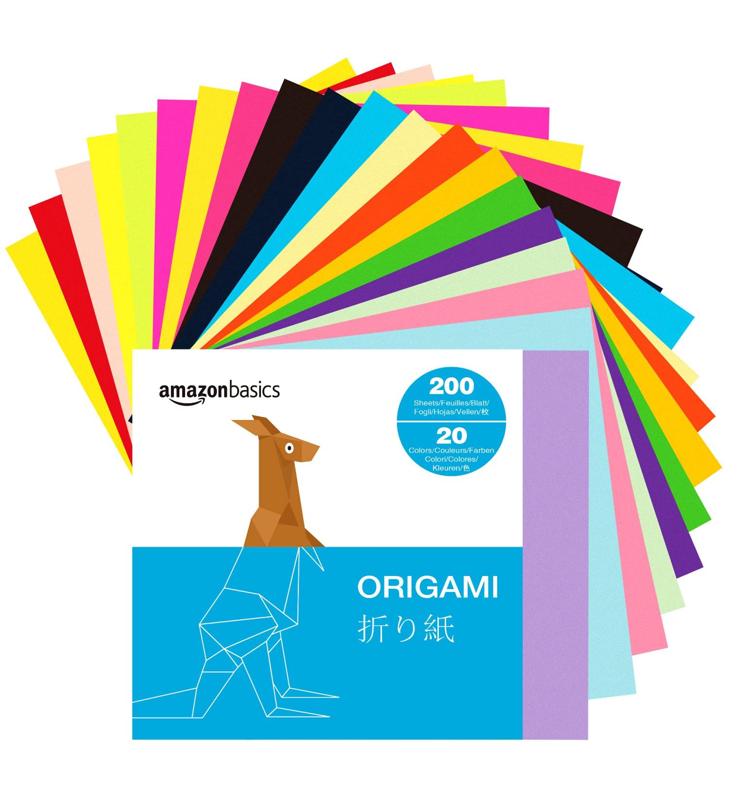 Amazon Basics Origami Paper: Double Sided Assorted Colors - 200 Sheets - Buy Online on SooperMarket.com