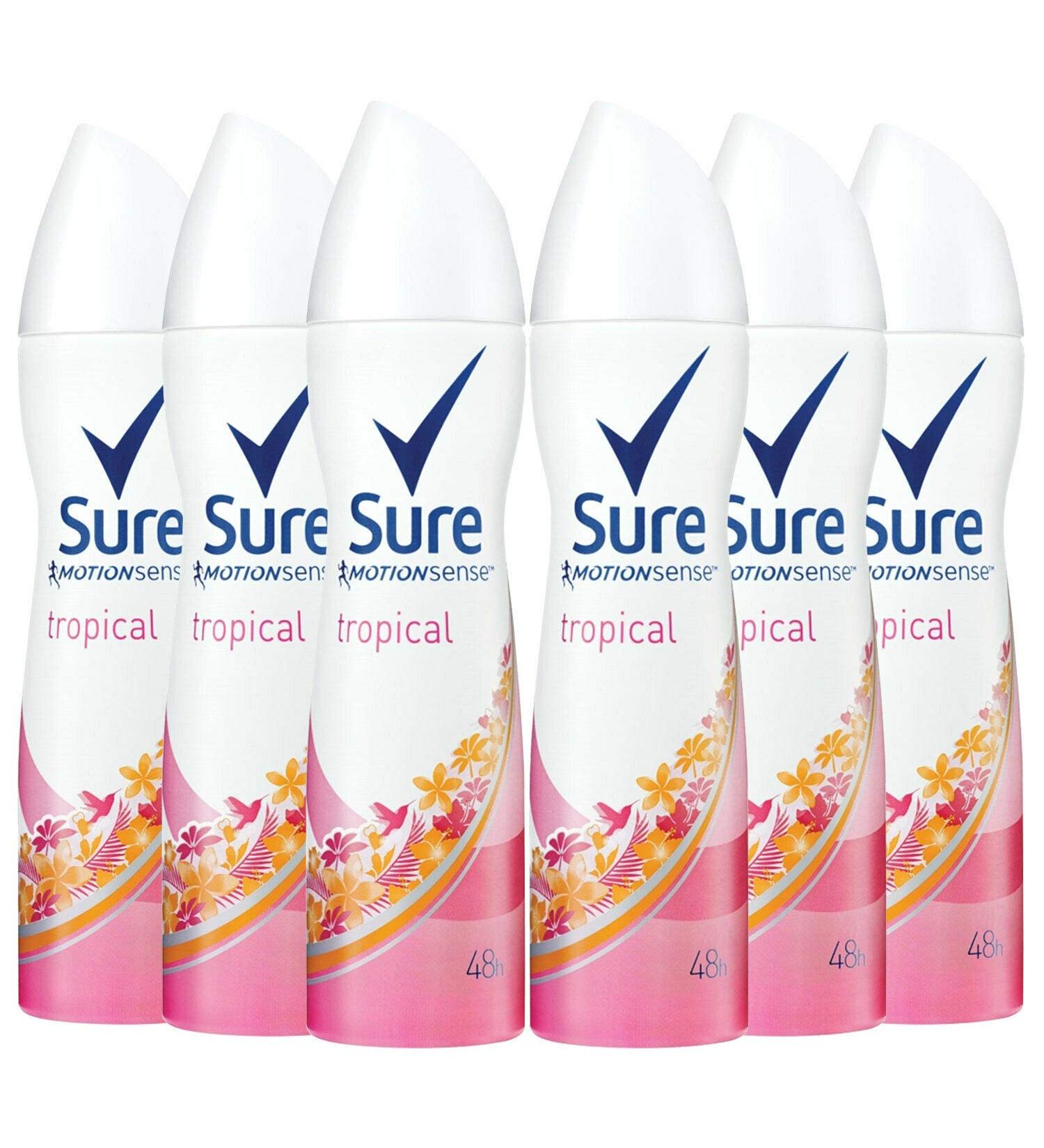Sure Women Motion Sense Antiperspirant Deodorant Tropical 6 Pack 150ml Tropical 150 ml (Pack of 6) - Buy Online on SooperMarket.com