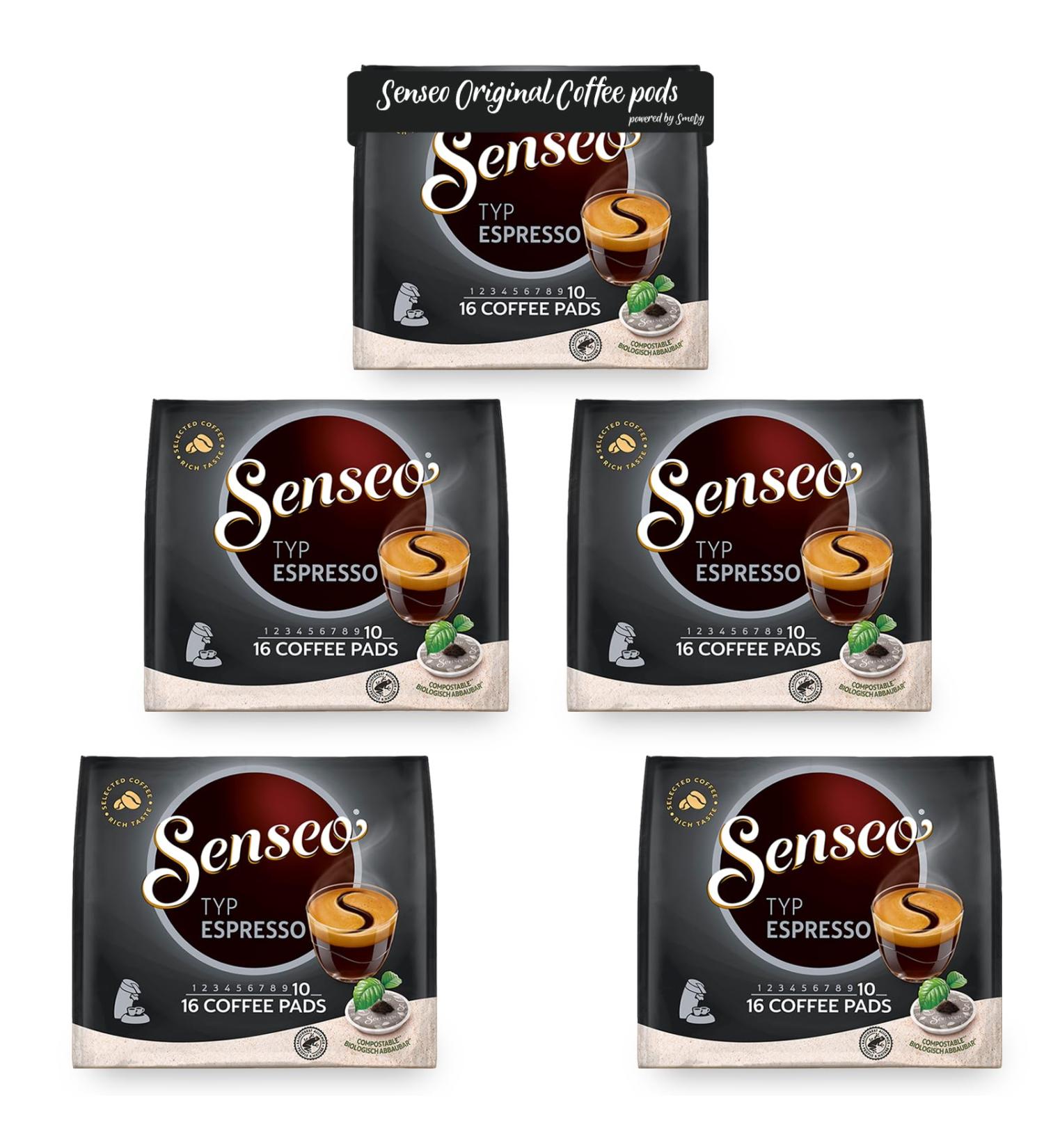 Buy Senseo Espresso Pods - RA Certified Biodegradable Coffee Pods | 5 Packs x 16 | 111g - International Shipping Available - Buy Online on SooperMarket.com