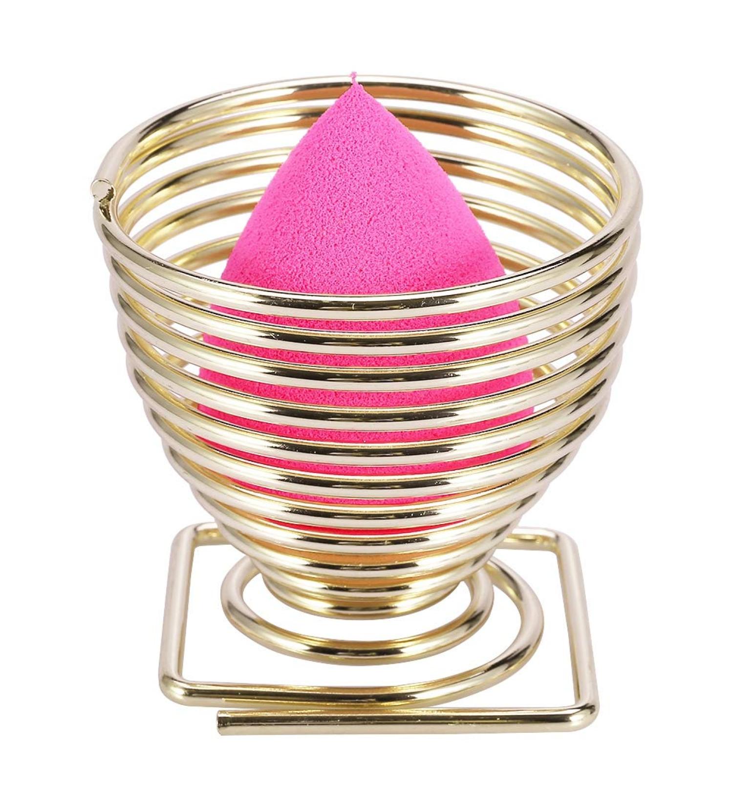 AYNEFY Cosmetic Puff Stand - Dual Type Makeup Sponge Blender Holder Rack | Gold Square Base | Beauty Tool for All Makeup Sponges - Buy Online on SooperMarket.com
