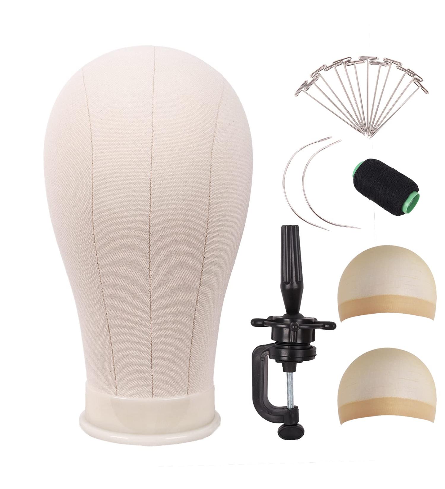 MapofBeauty 22 Inch Canvas Block Head Wig Stand for Wig Making & Styling (Beige) - Buy Online on SooperMarket.com