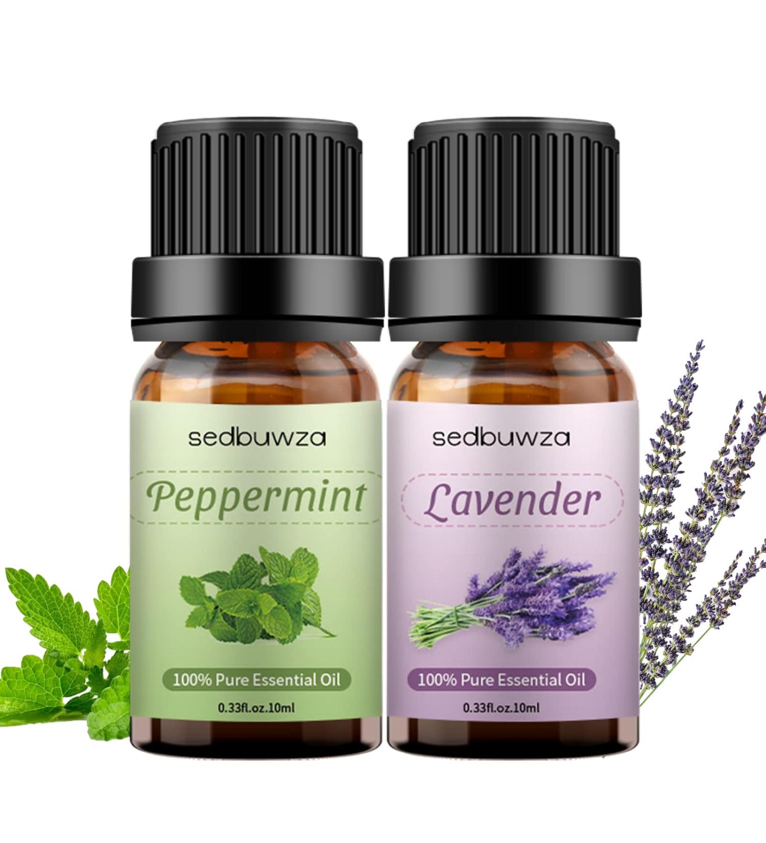 Sedbuwza Lavender Peppermint Essential Oil Set 100% Pure Aromatherapy Gift Oils for Skin Massage Diffuser Aromatherapy Peppermint + Lavender - Buy Online on SooperMarket.com