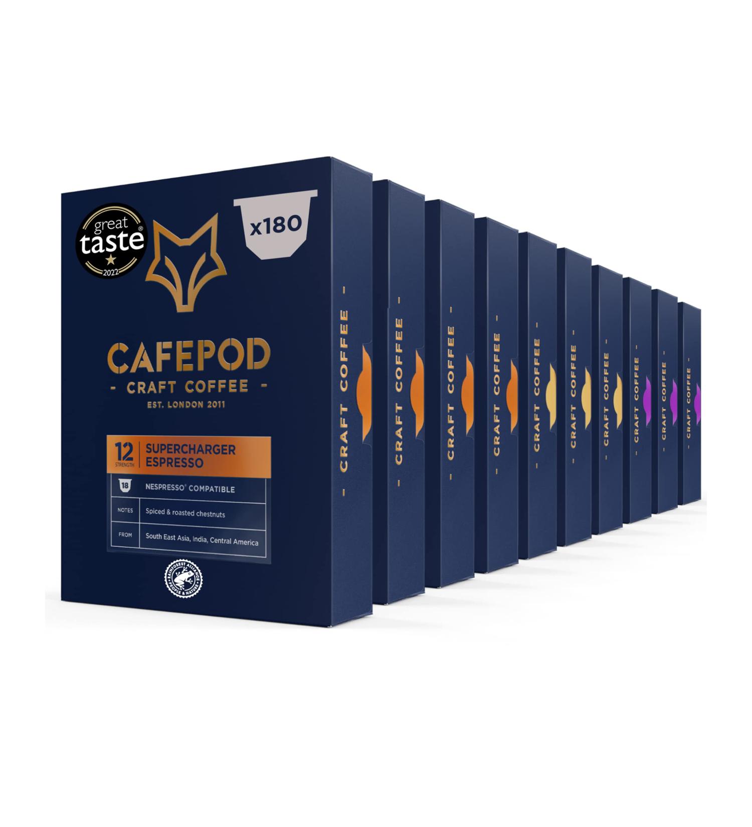 CafePod Coffee Pods Nespresso Compatible Variety Pack - 180 Aluminium Capsules - Buy Online on SooperMarket.com