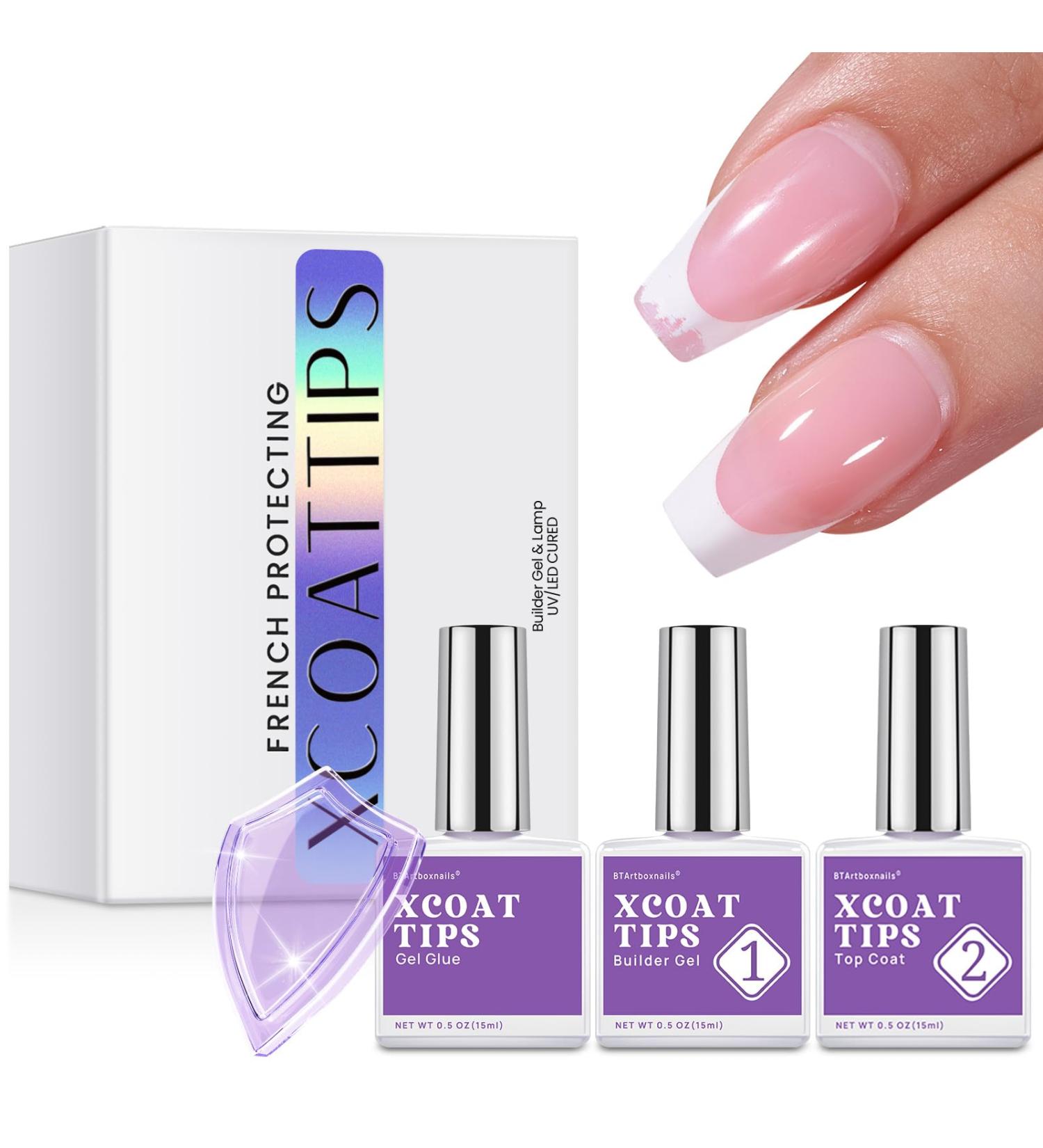 btartboxnails Nail Tips Builder Gel Set - 15ml Long Lasting Gel for French Tips Top Coat & Glue - 30+ Days Durable Nail Solutions - Buy Online on SooperMarket.com