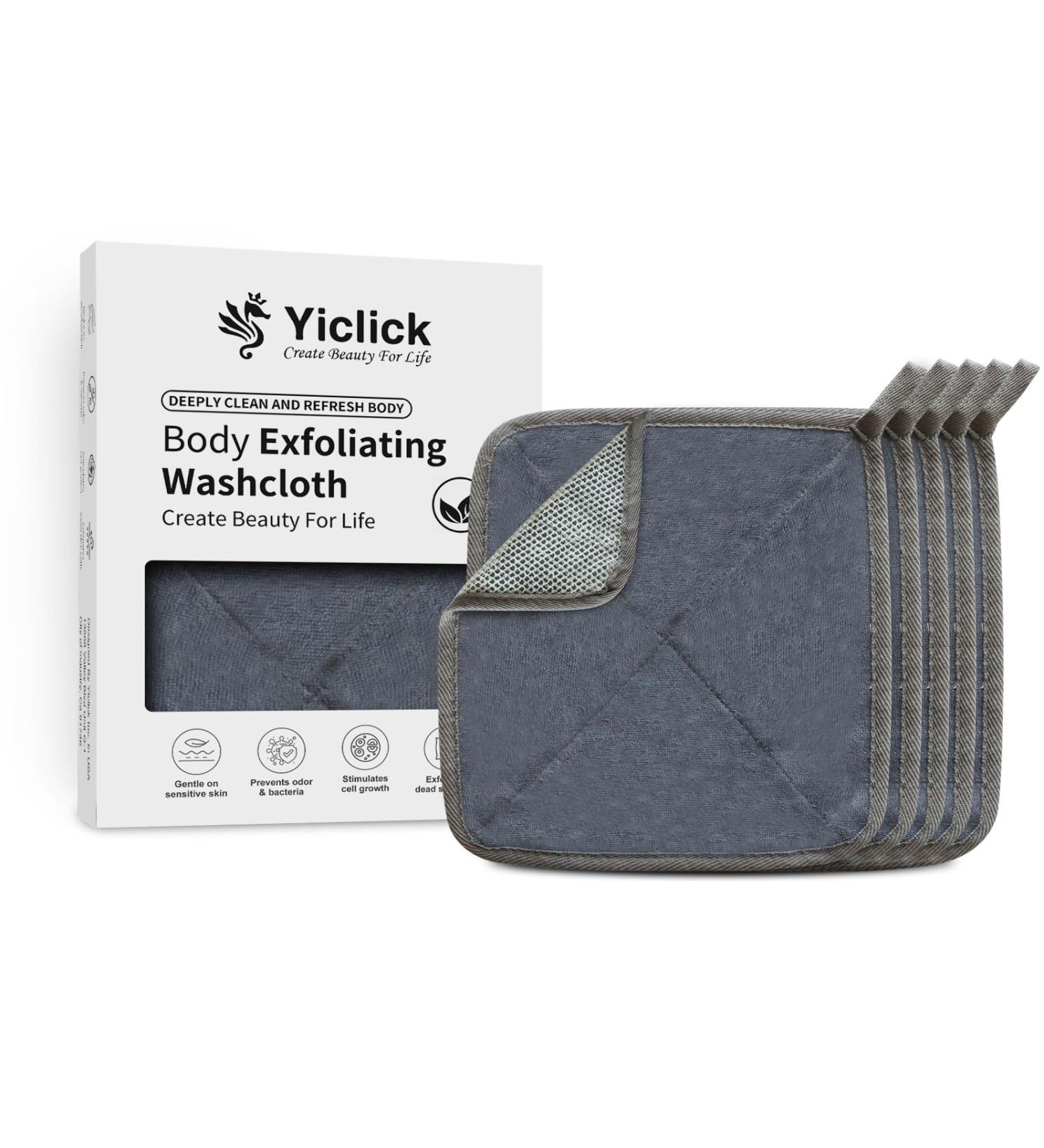 Yiclick Exfoliating Washcloth Set - 5Pcs Body Scrubber Travel Shower Cloth for Men & Women Exfoliating Towel & Loofah - Buy Online on SooperMarket.com