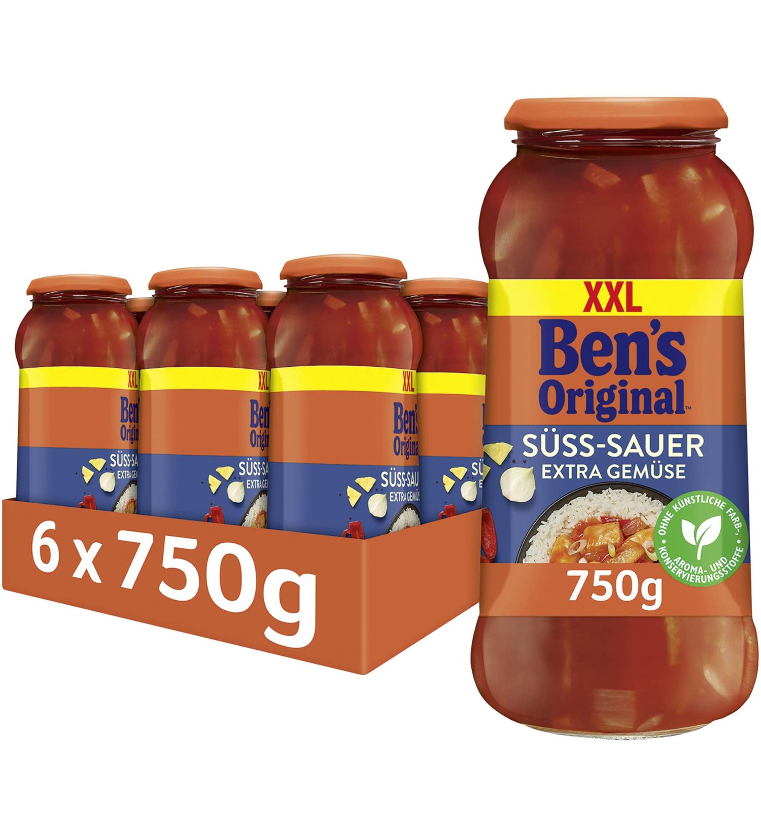 Bens Original Sweet and Sour Sauce with Extra Vegetables - 6 Jars (750g each) | International Shipping Available - Buy Online on SooperMarket.com