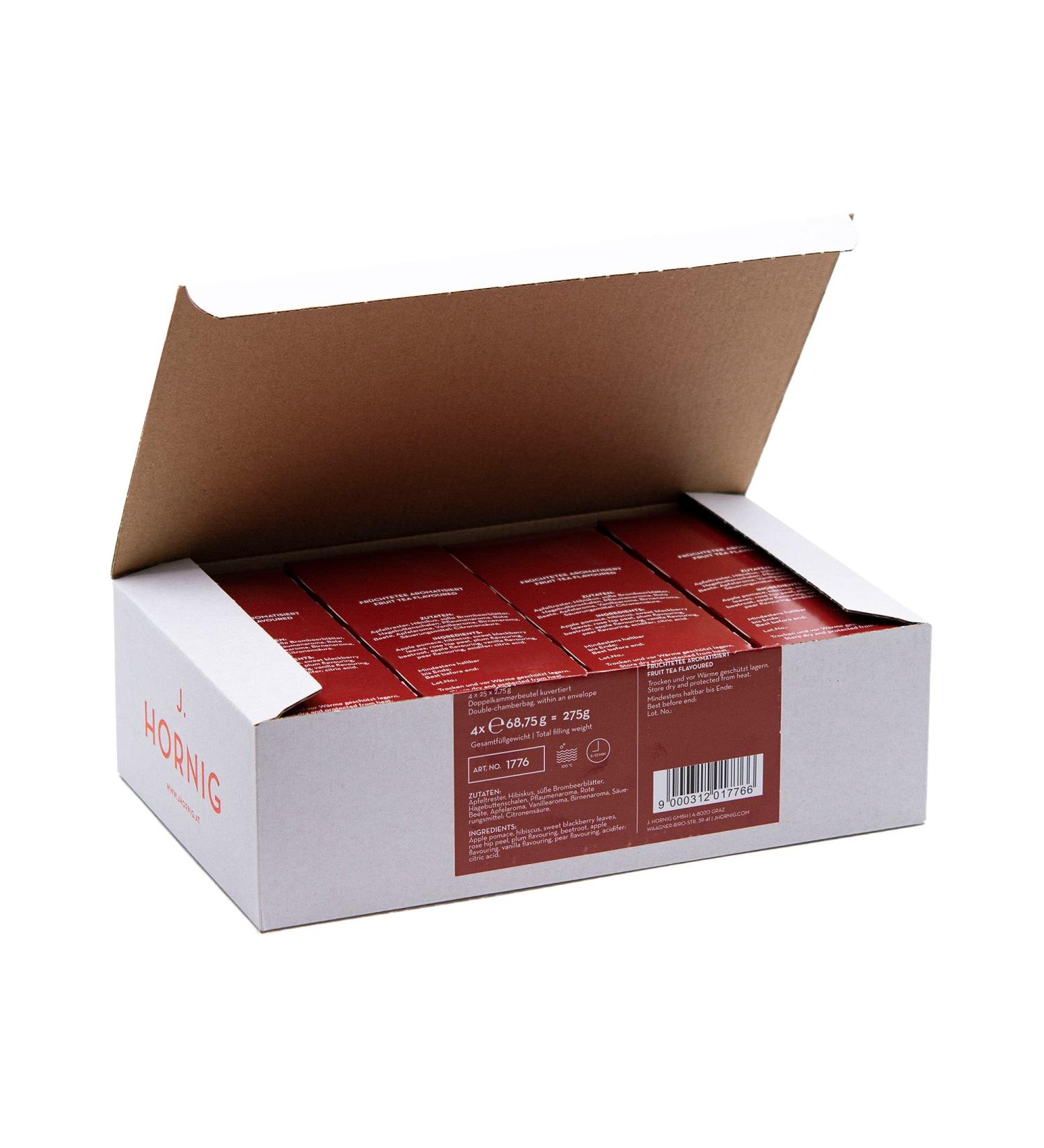 J. Hornig Fruit Tea - Fruity-Sweet Flavor & Aroma | 100 Tea Bags (4 x 25 Bags) - International Shipping - Buy Online on SooperMarket.com