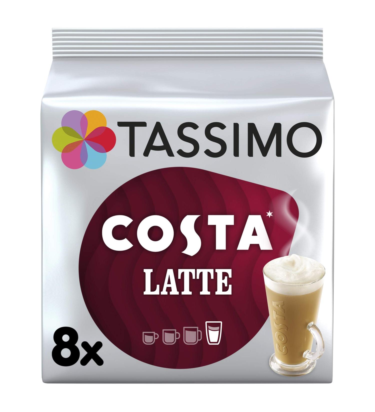 Tassimo Costa Latte Coffee Pods 8 Count - 340g Pack (1 Pack) - Buy Online on SooperMarket.com