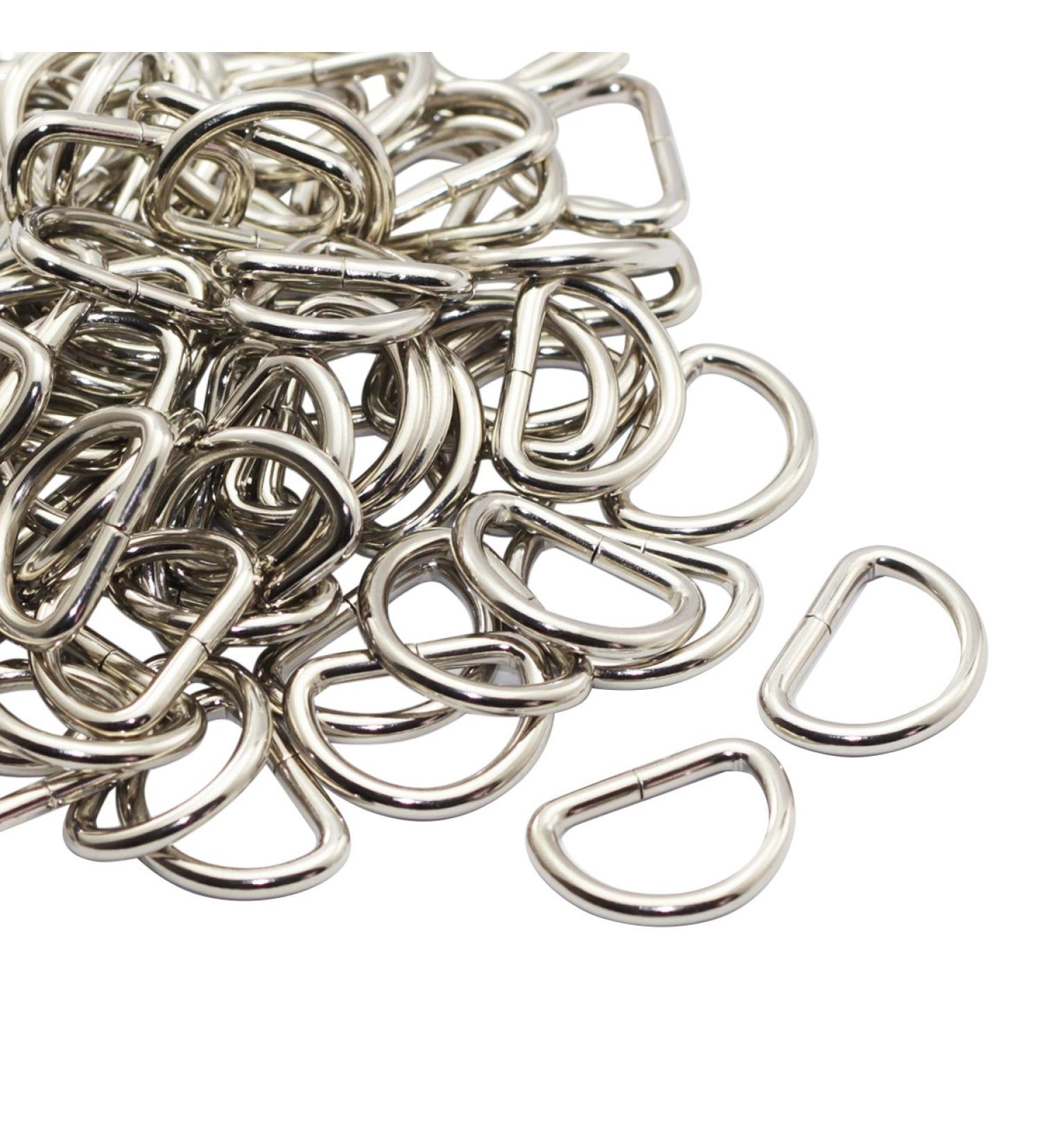 CrocSee 1 inch Metal D Ring Pack of 100 - Non Welded Nickel Plated - Large Size - Buy Online on SooperMarket.com