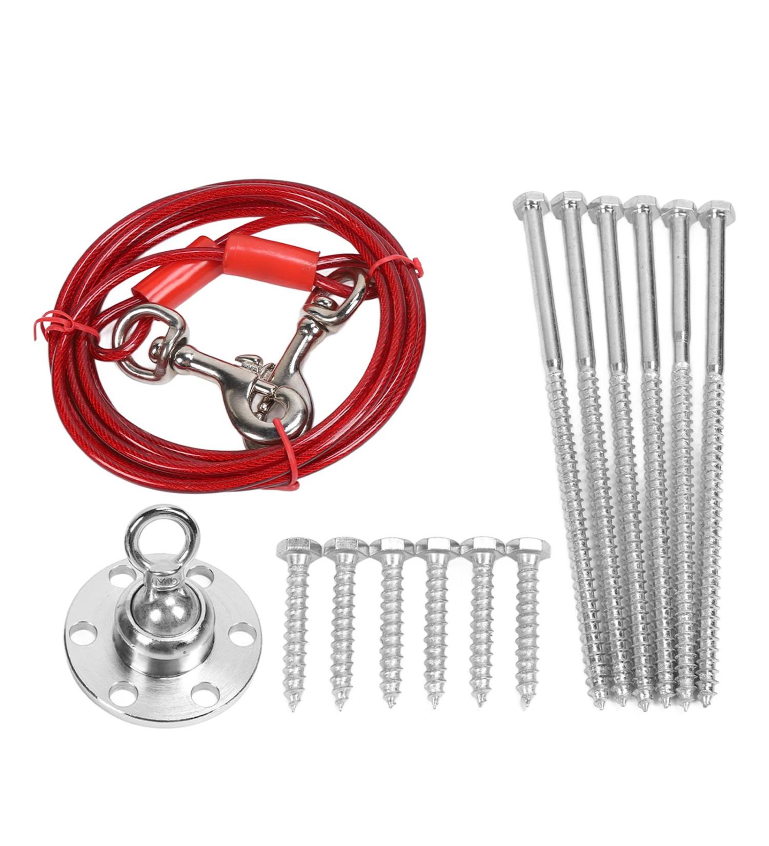 Qcwwy Stainless Steel Dog Anchor | 360 Rotatable Rust-Free 5m Cable for Large Dogs | Durable Pet Anxiety Solution for Courtyard Lawn & Outdoor Camping - Buy Online on SooperMarket.com