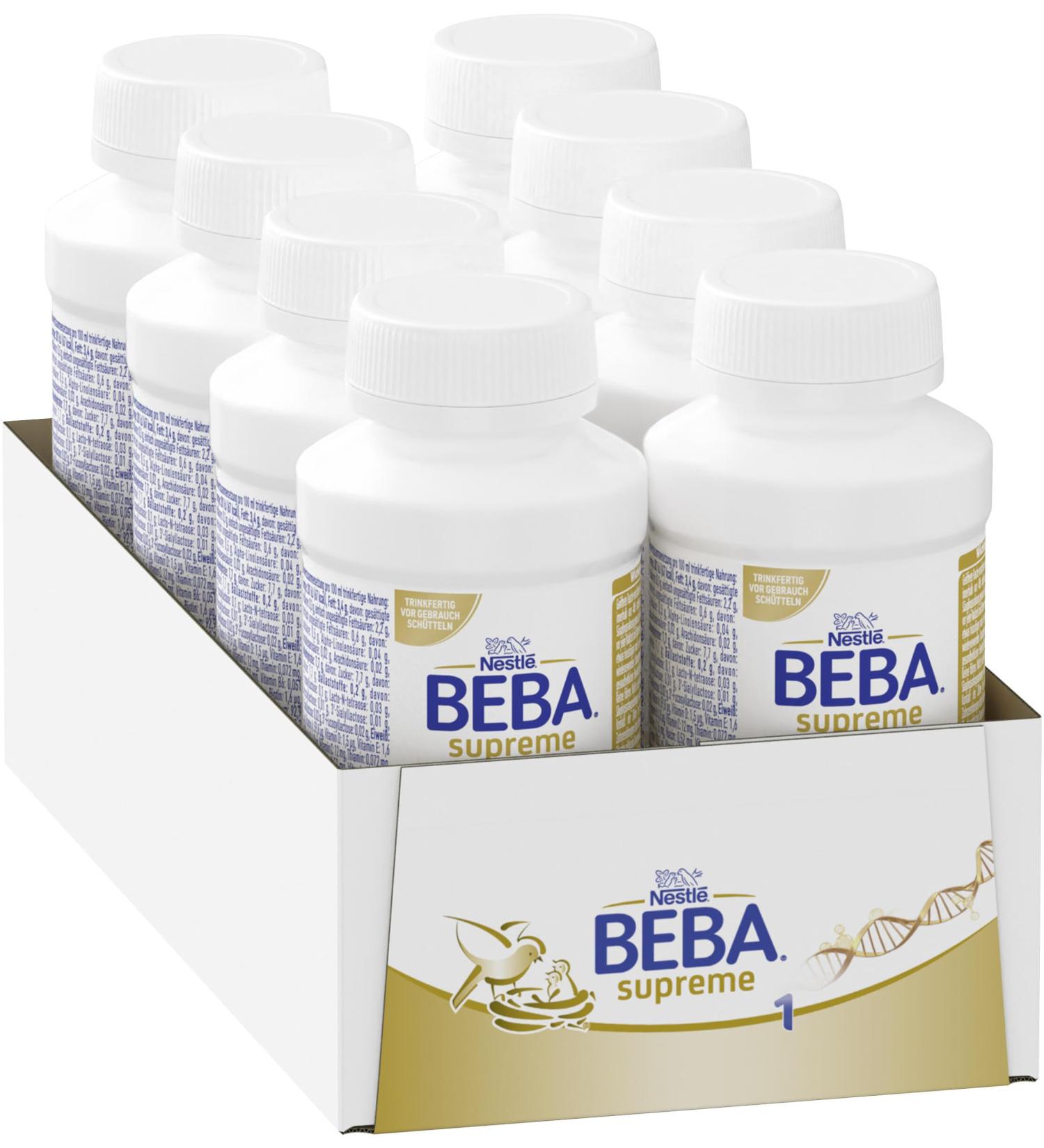 Nestl BEBA SUPREME 1 Infant Milk - Ready-to-Drink 200ml Bottles (Pack of 8) with Omega 3 | International Shipping Available - Buy Online on SooperMarket.com