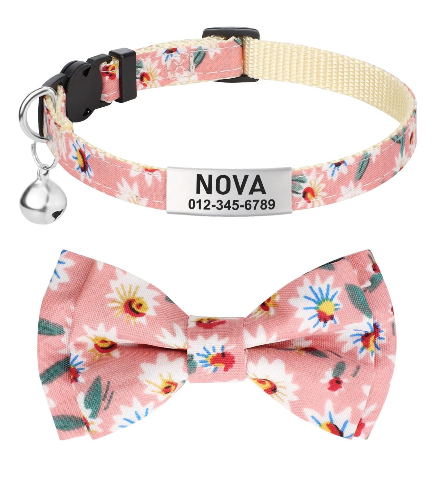 Shop Tagme Cats Collars - Personalized Name & Phone Number Safety Closure & Bell - Baby Pink Kitten Neck Band - 1 Pack - Buy Online on SooperMarket.com