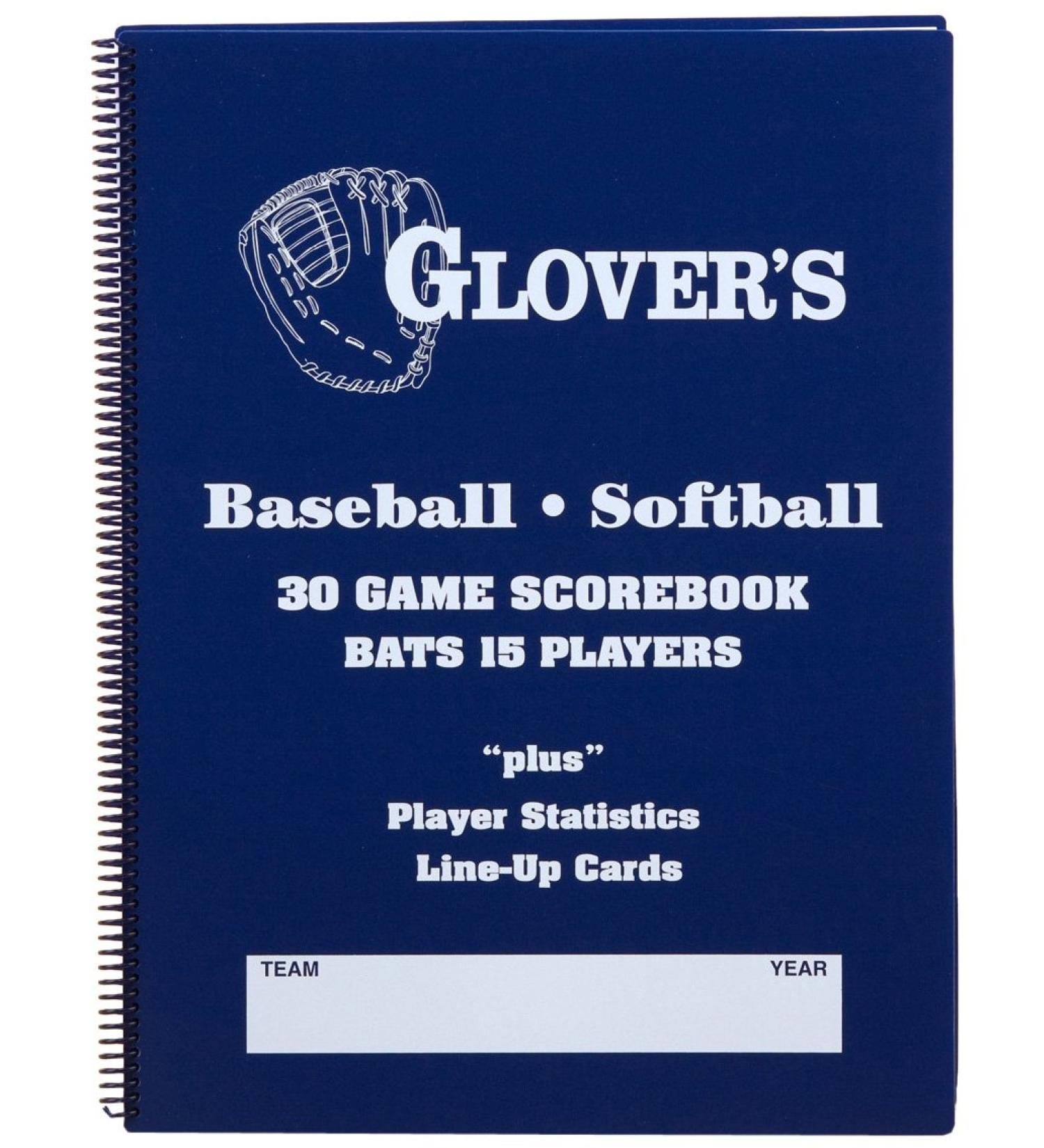 Glover's Scorebooks 9 to 15 Player Baseball/Softball Scorebook (30 Games)
