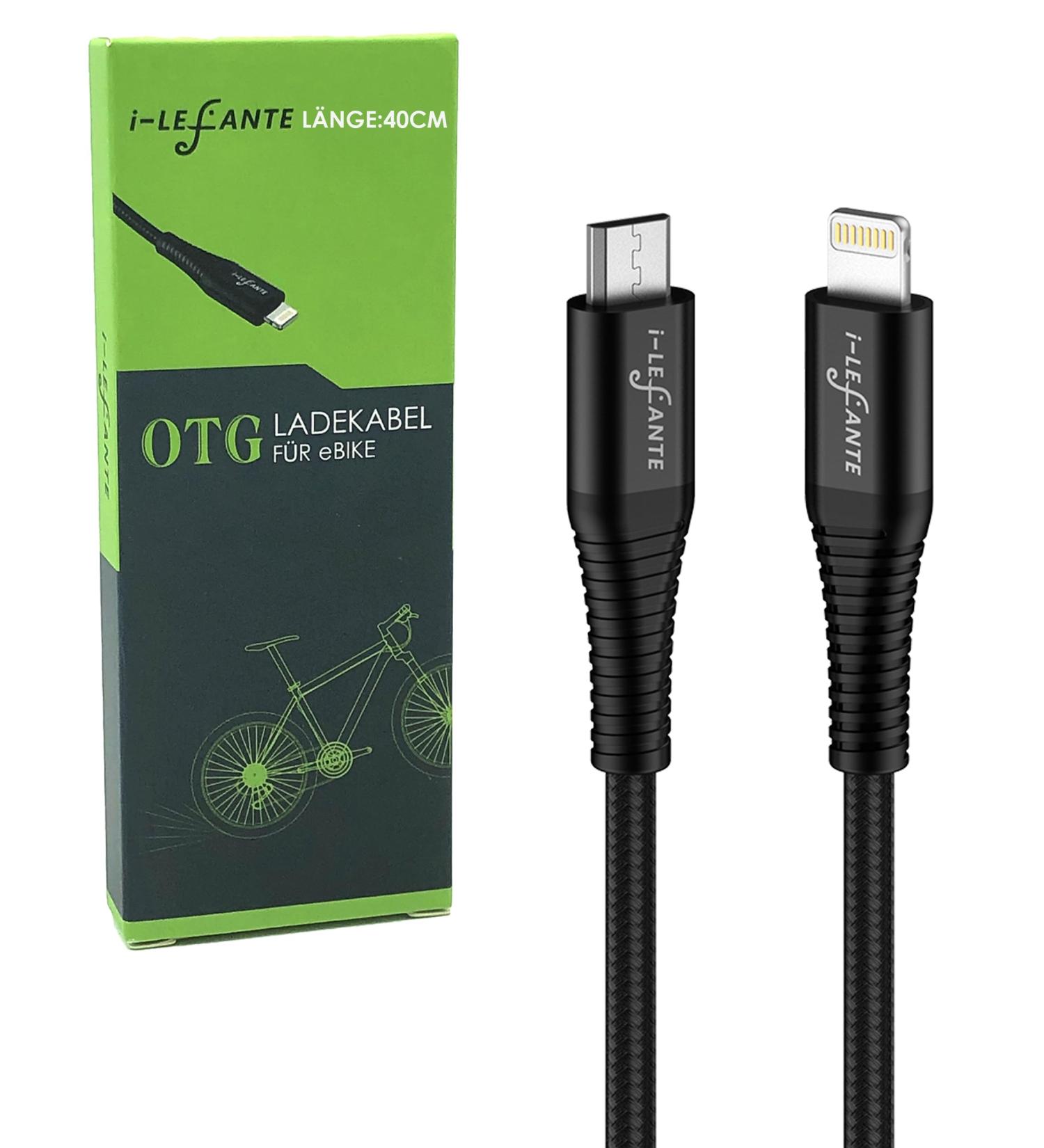I-Lefante Ebike Charging Cable for Bosch Intuvia | 40cm | OTG Function | Micro USB to iOS | Compatible with E-Bike Displays & Bicycle Computers - Buy Online on SooperMarket.com