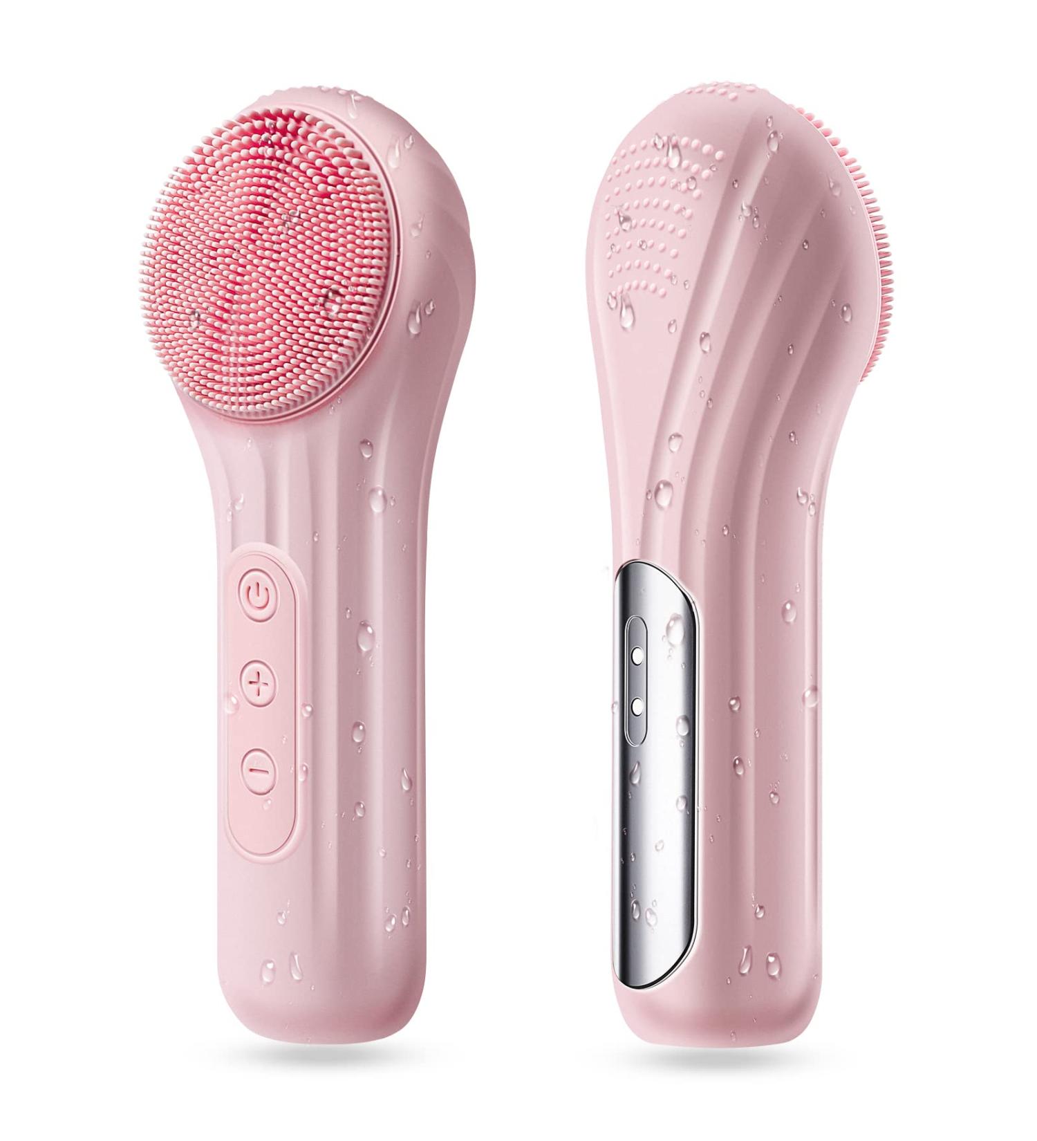 Silicone Face Scrubber Electric Facial Cleansing Brush Skincare Tools with Magnet Charger for Deep Cleaning|Gentle Exfoliating|Massaging (Pink) - Buy Online on SooperMarket.com