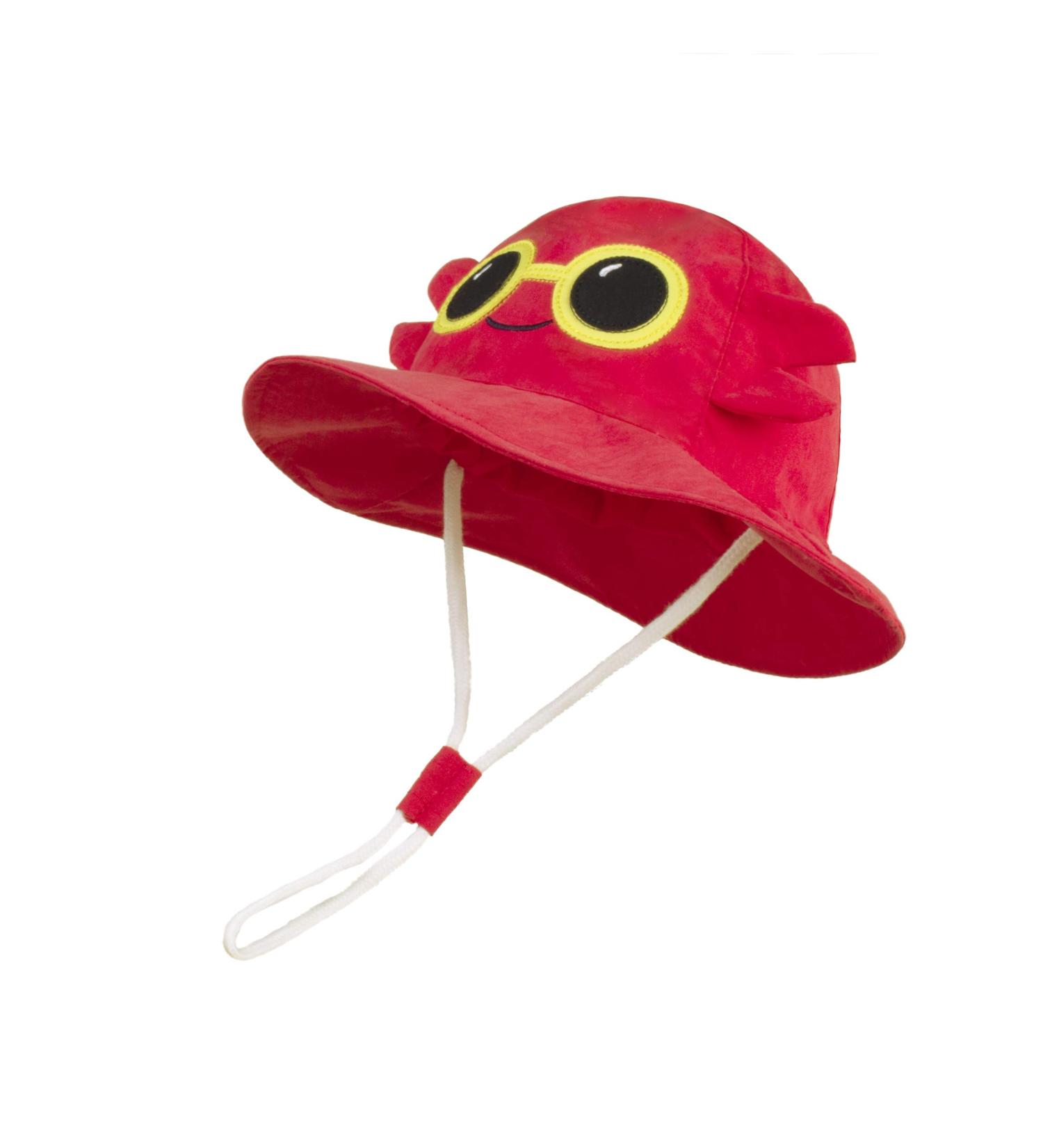 LANGZHEN Beach Sun Protection Hat for Baby Girls - Crimson Crab Design | Adjustable Wide Brim Play Hat with Chin Strap | 6-12 Months - Buy Online on SooperMarket.com