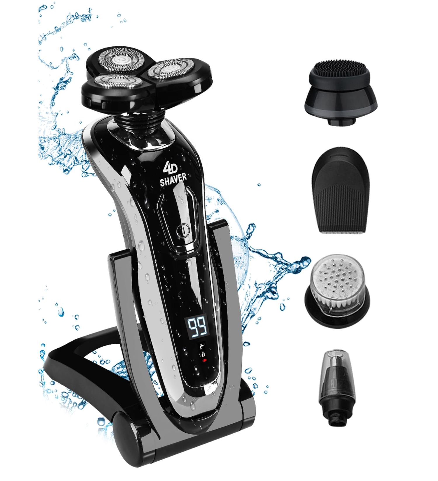 Podazz Electric Rotary Shavers for Men 3D Rechargeable Waterproof IPX6 Electric Shaving Razor Wet & Dry Beard Trimmer Electric Nose Hair Trimmer Shaver(Black) - Buy Online on SooperMarket.com