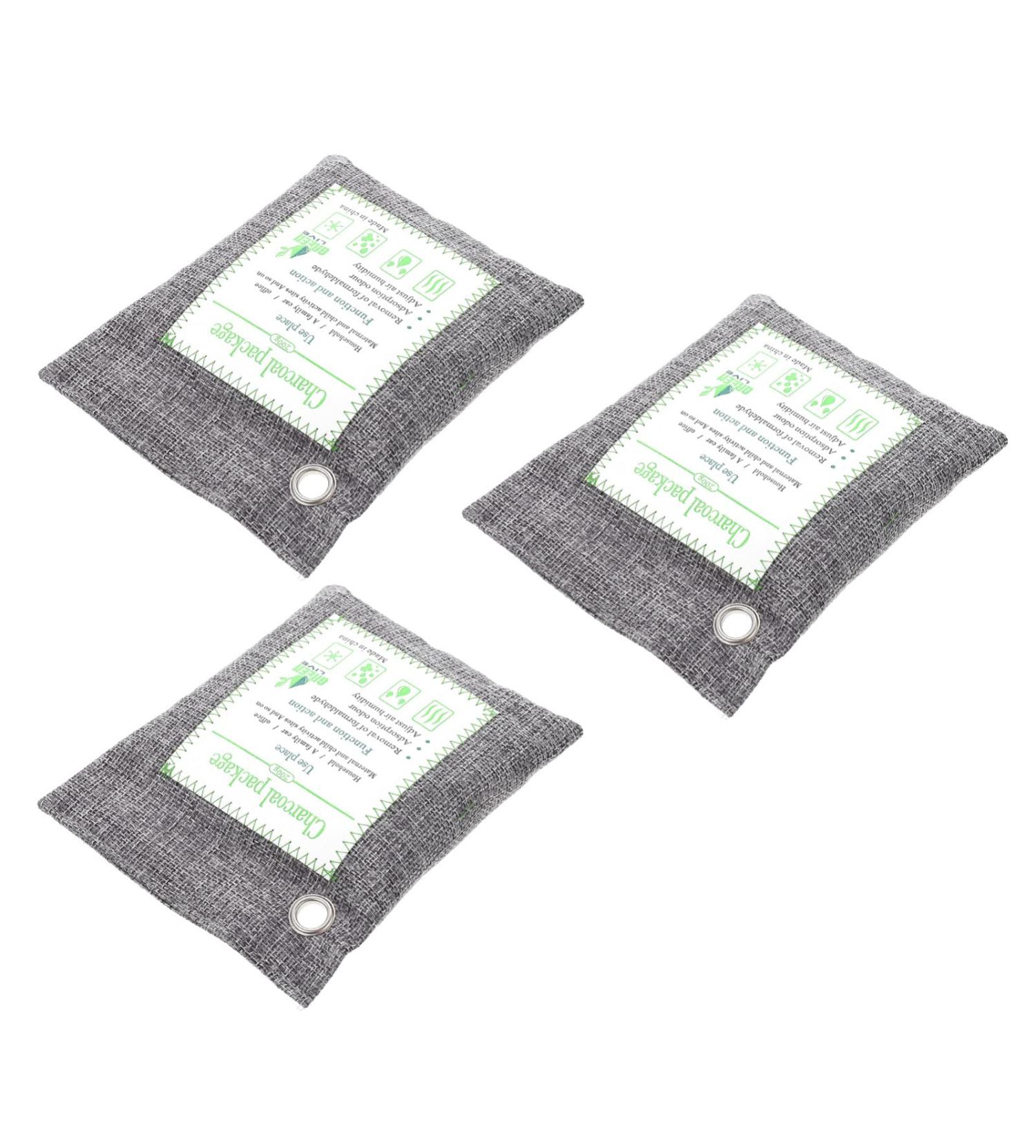 Fomiyes 3-Piece Charcoal Air Purification Bag Set - Natural Odor Absorber for Cars Shoes & Pet Areas - Buy Online on SooperMarket.com