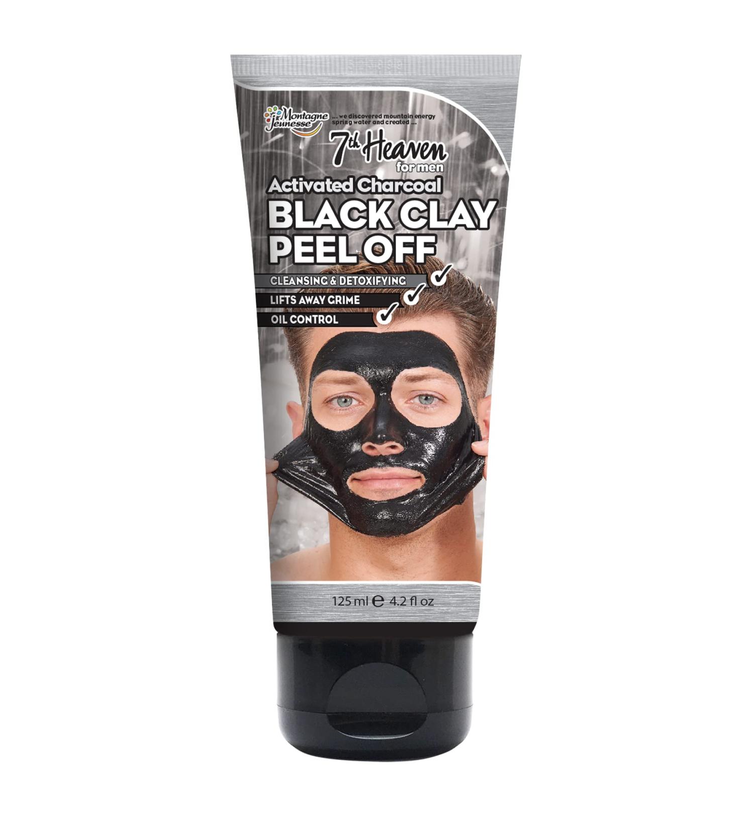 Montagne Jeunesse 7th Heaven Activated Charcoal Black Clay Peel Off Face Mask for Men Cleanse and Detoxify Lifts Away Grime Oil Control - Buy Online on SooperMarket.com