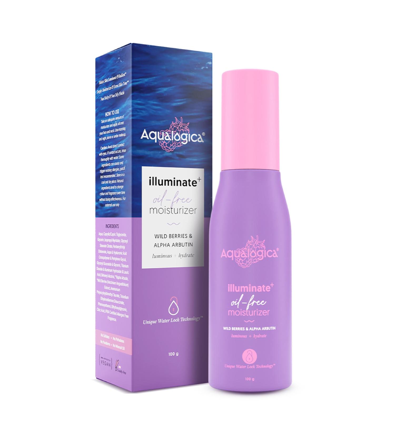 Illuminate+ Oil Free Face Moisturizer | Wild Berries & Alpha Arbutin | Deep Moisturizing & Natural Glow | Non-Sticky & Non-Oily | 3.38 Fl Oz/100ml | International Shipping Available - Buy Online on SooperMarket.com