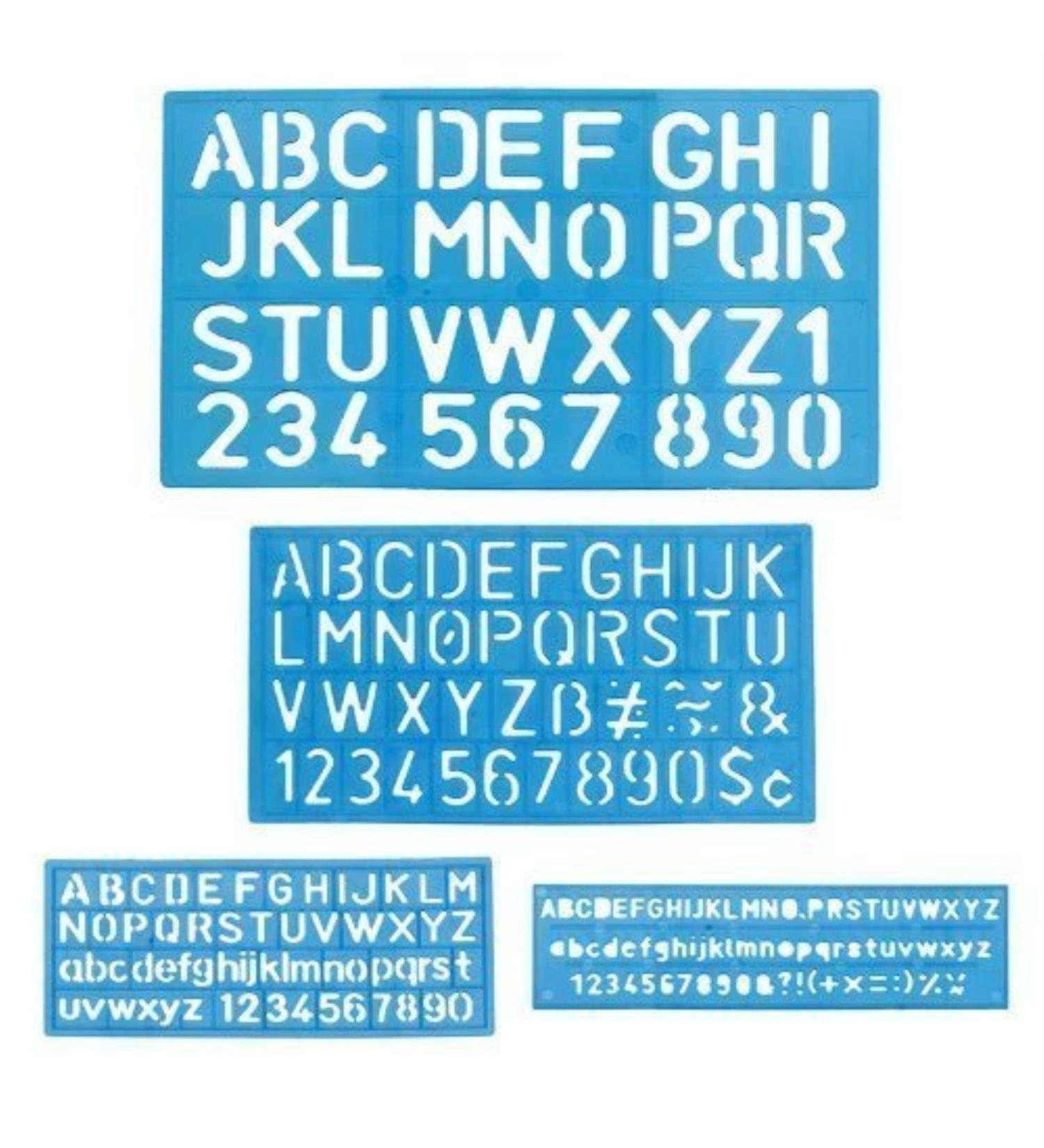 1 x Letter and Number Stencil Sets - Sizes 8, 10, 20, 30mm - Assorted Colors