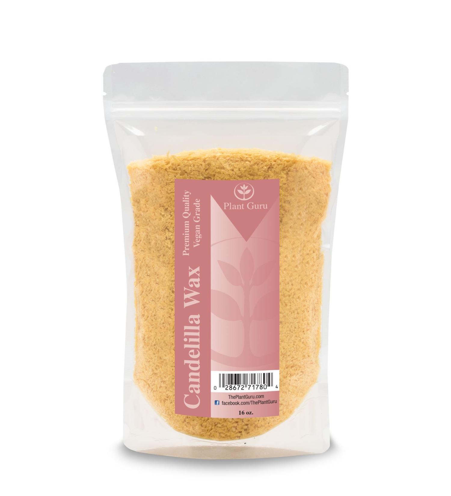 Candelilla Vegan Wax Flakes 1 lb / 16 oz 100% Pure and Natural For Skin, Face, Body and Hair DIY Creams, Lotions, Lip Balm and Soap Making Supplies. Beeswax Substitute