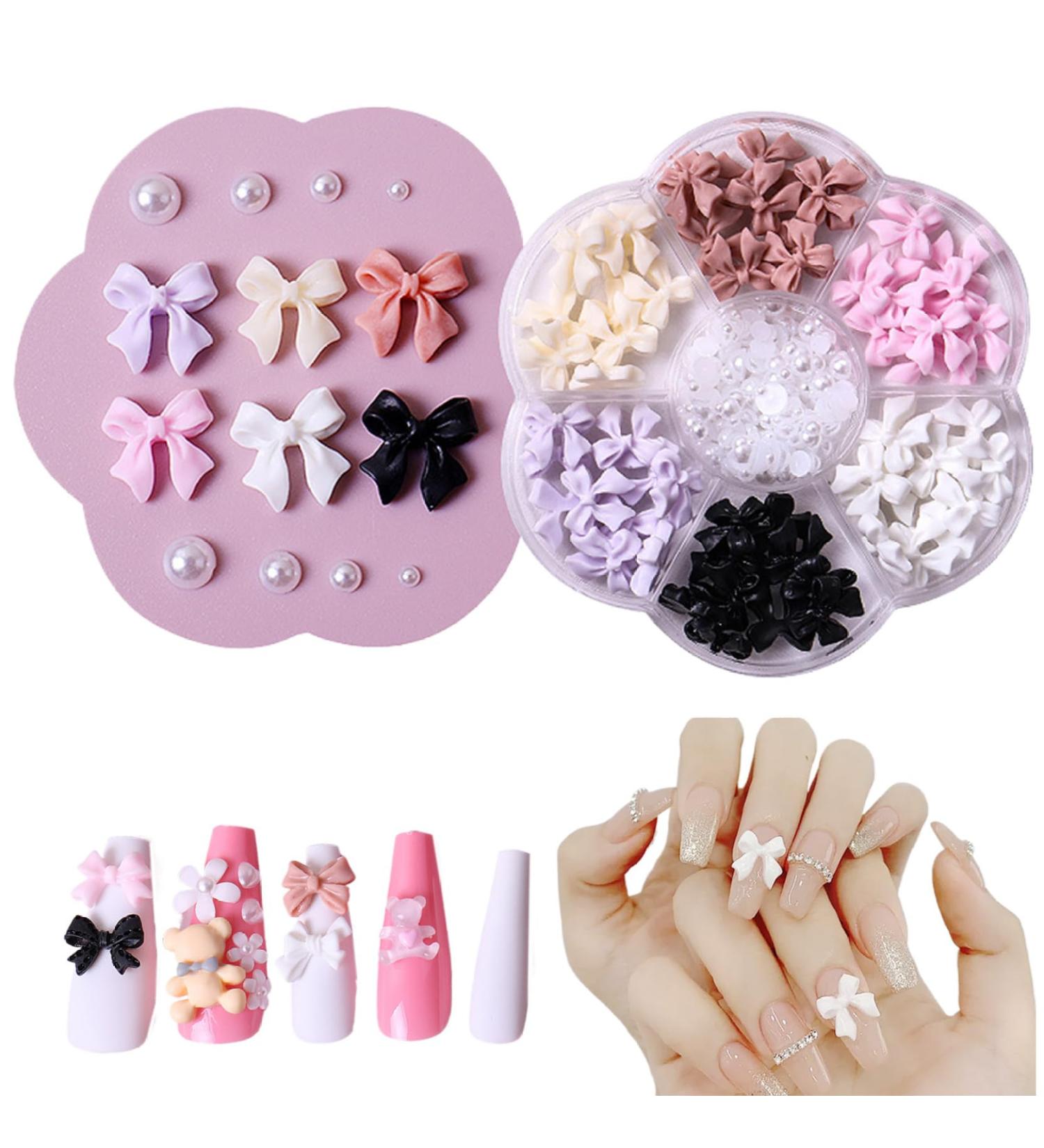 Nail Tips 1 Box Bow Nail Charms with 7 Grids Nail Art Charms Colorful Nail Charms and Gems Decorative Bow Charms Diverse Styles Bow Charms for Nails Art DIY Manicure Craft Decoration - Buy Online on SooperMarket.com