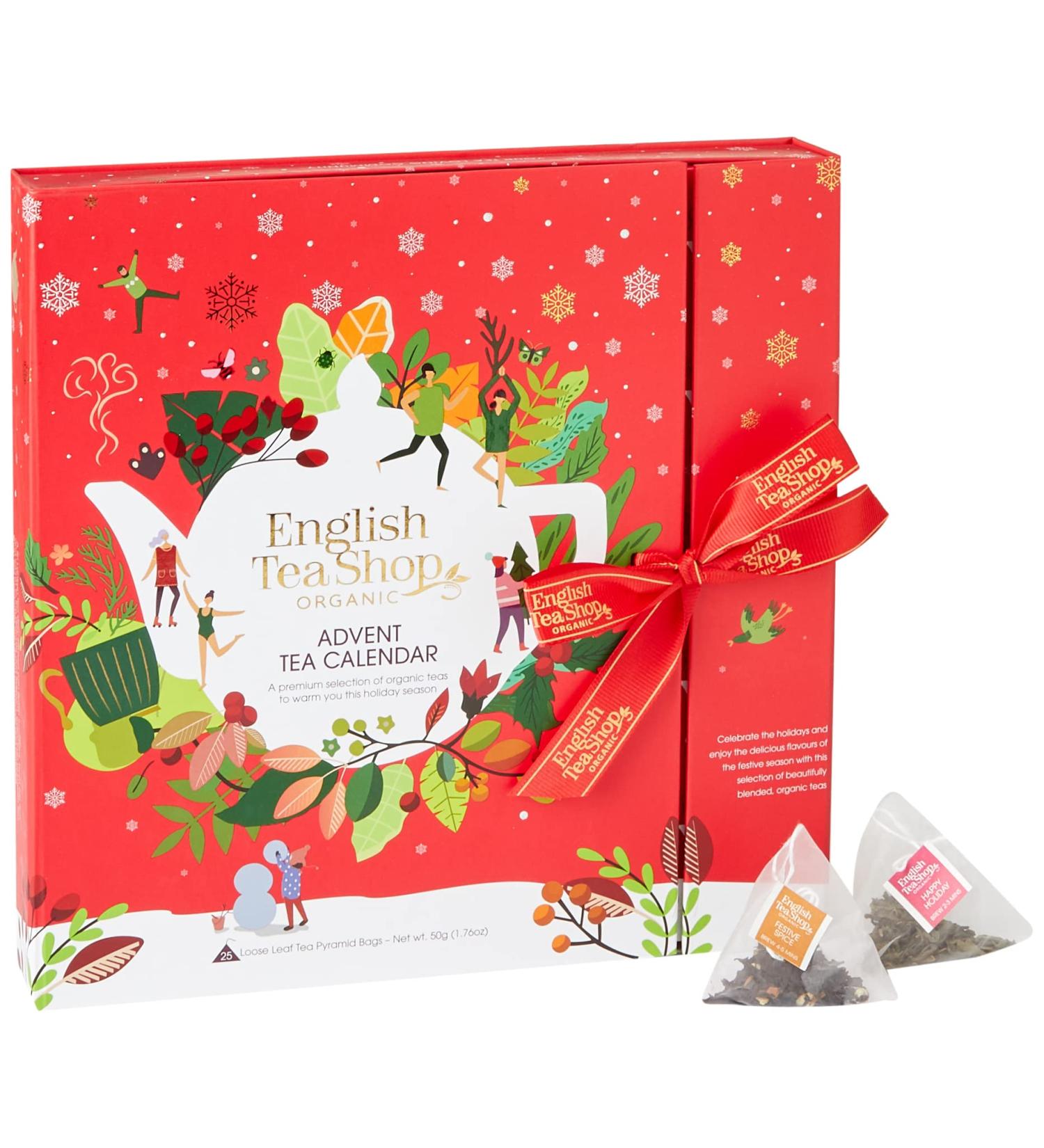 English Tea Shop Organic Book Style Red Advent Calendar - 25 Loose Leaf Tea Pyramid Bags - 13 Different Flavours. 50 g U060772 - Buy Online on SooperMarket.com