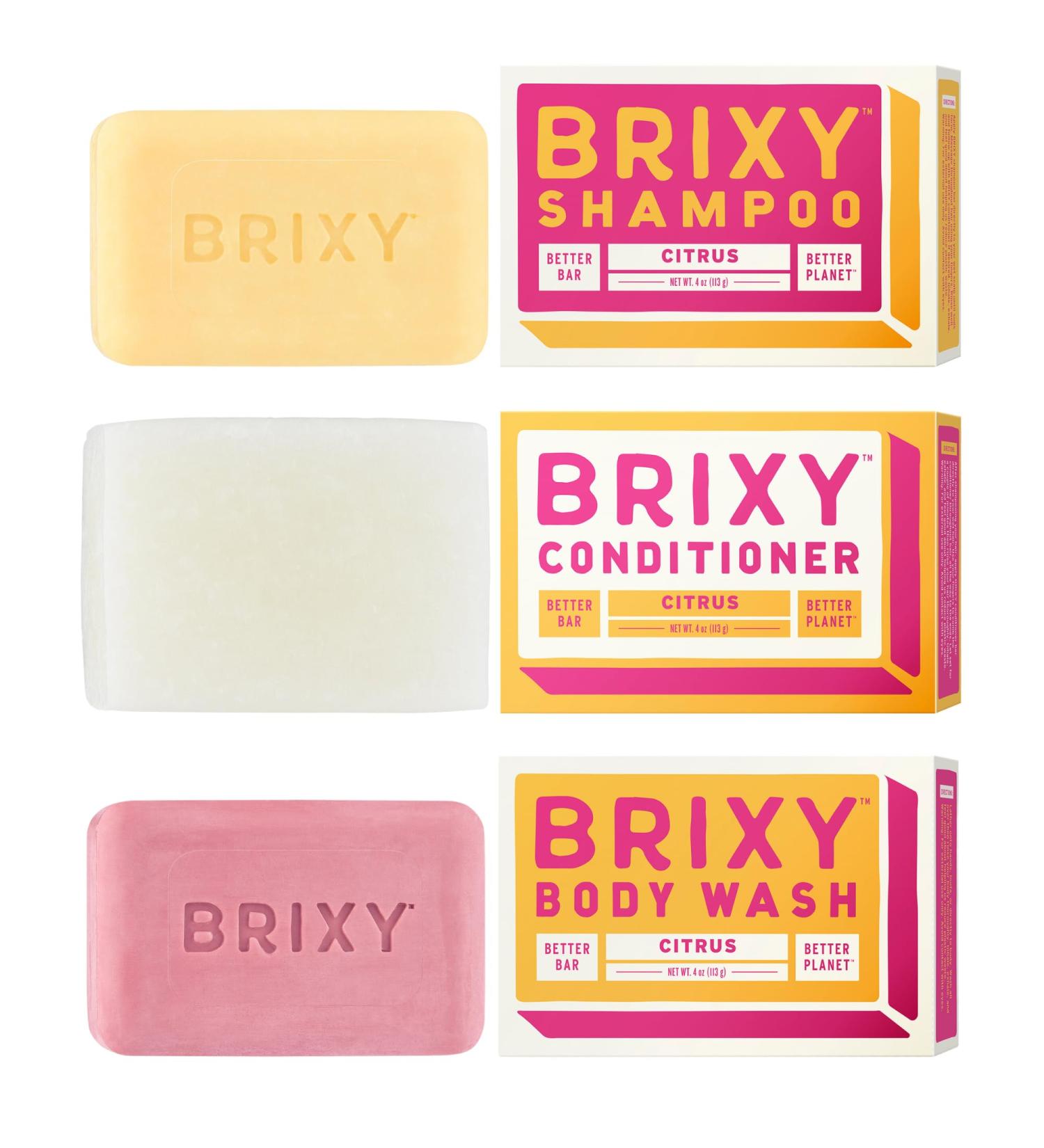 BRIXY Balancing Shampoo & Conditioner Bar Set | Moisturizing Body Wash Bar | Controls Oil Hydrates All Hair Types | pH Balanced Color Safe Vegan Citrus - Buy Online on SooperMarket.com