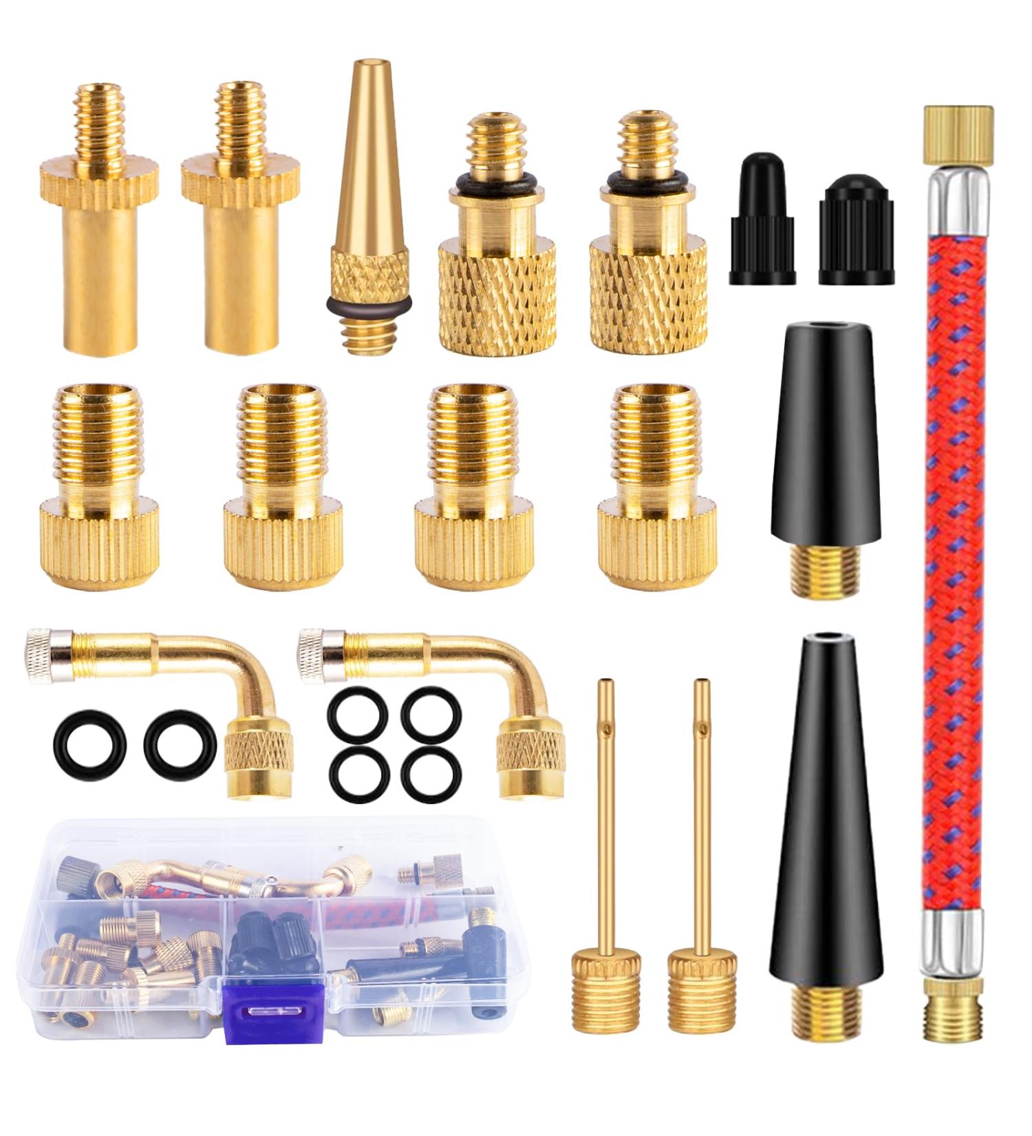 High-Quality Bicycle Valve Adapter Set - 32pc with Sealing Rings & Sorting Box for DV AV SV - International Shipping Available! - Buy Online on SooperMarket.com
